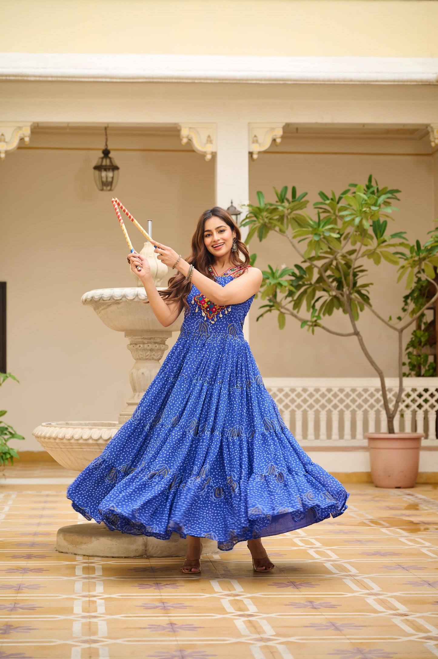 Beautiful Gamthi Work Navratri Special Gown ( MAS_RAM_108_Blue )