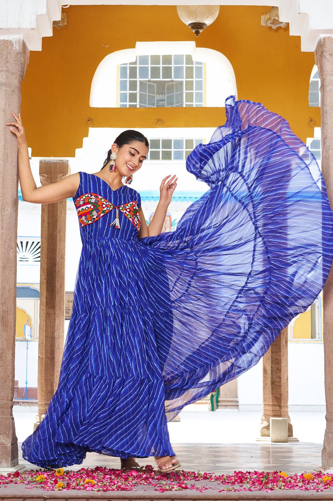 Charming Blue Navratri Special Gamthi Work Gown ( MAS_RAM_112_Blue )