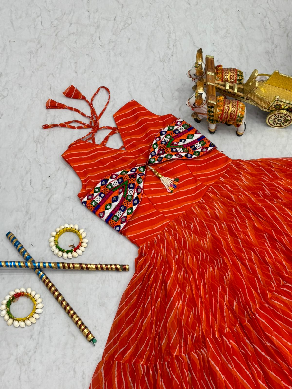 Glamourous Navratri Special Gamthi Work Gown ( MAS_RAM_112_Orange )