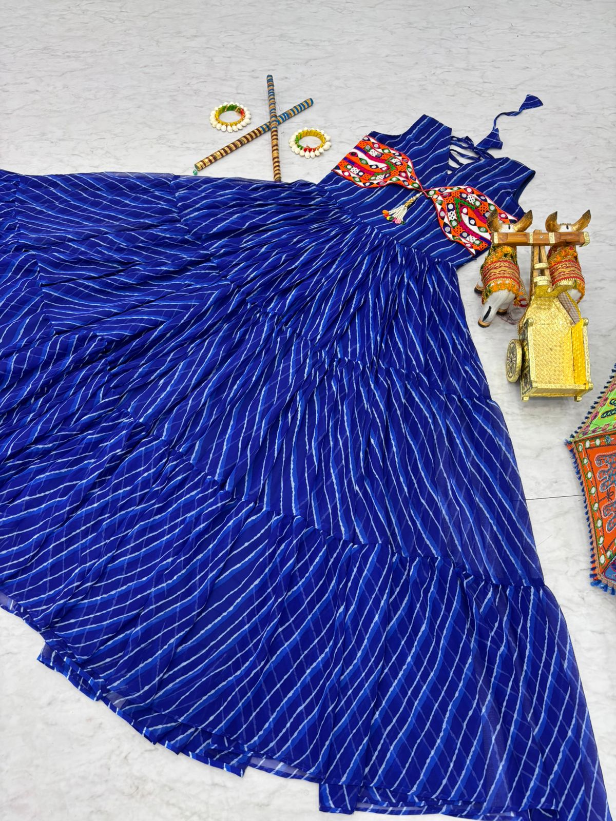 Charming Blue Navratri Special Gamthi Work Gown ( MAS_RAM_112_Blue )