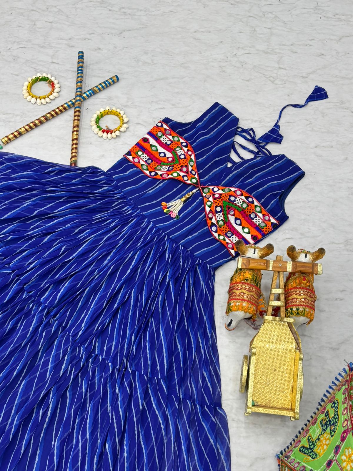 Charming Blue Navratri Special Gamthi Work Gown ( MAS_RAM_112_Blue )