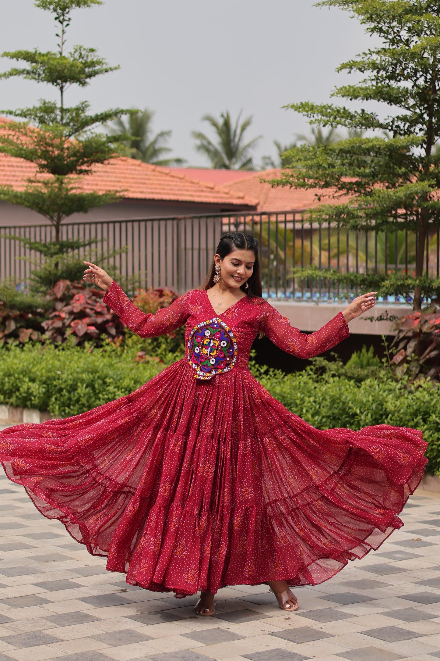 Exclusive Gamthi Work Navratri Special Gown ( MAS_RAM_121_Marroon )