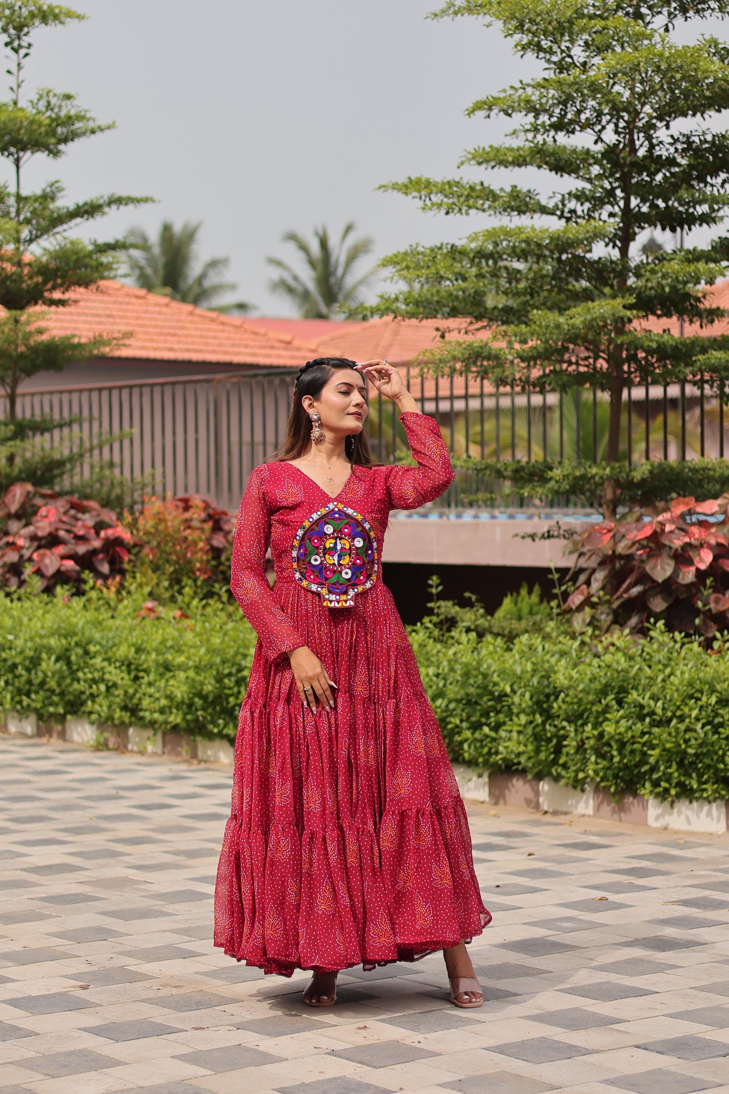 Exclusive Gamthi Work Navratri Special Gown ( MAS_RAM_121_Marroon )