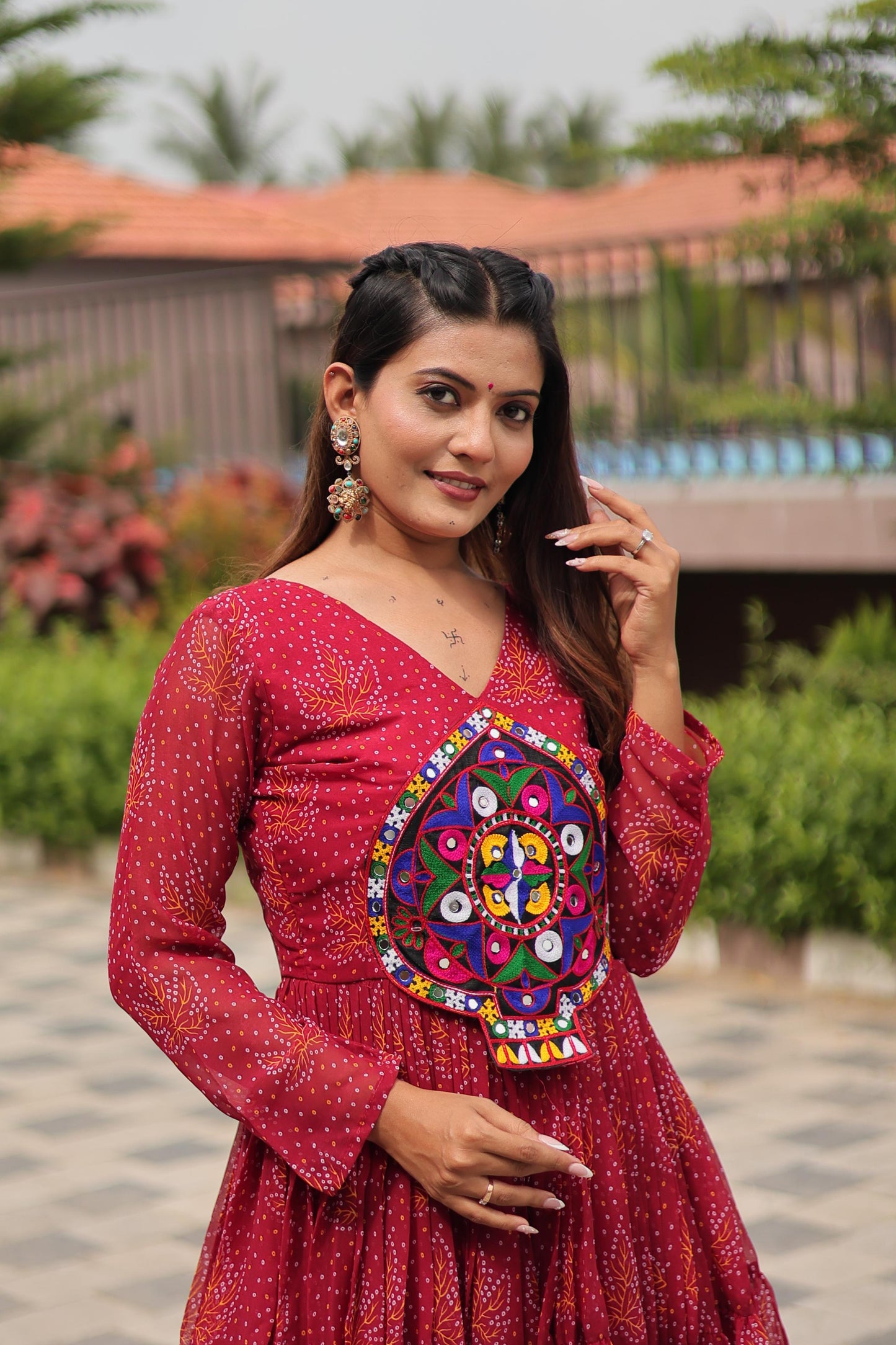 Exclusive Gamthi Work Navratri Special Gown ( MAS_RAM_121_Marroon )