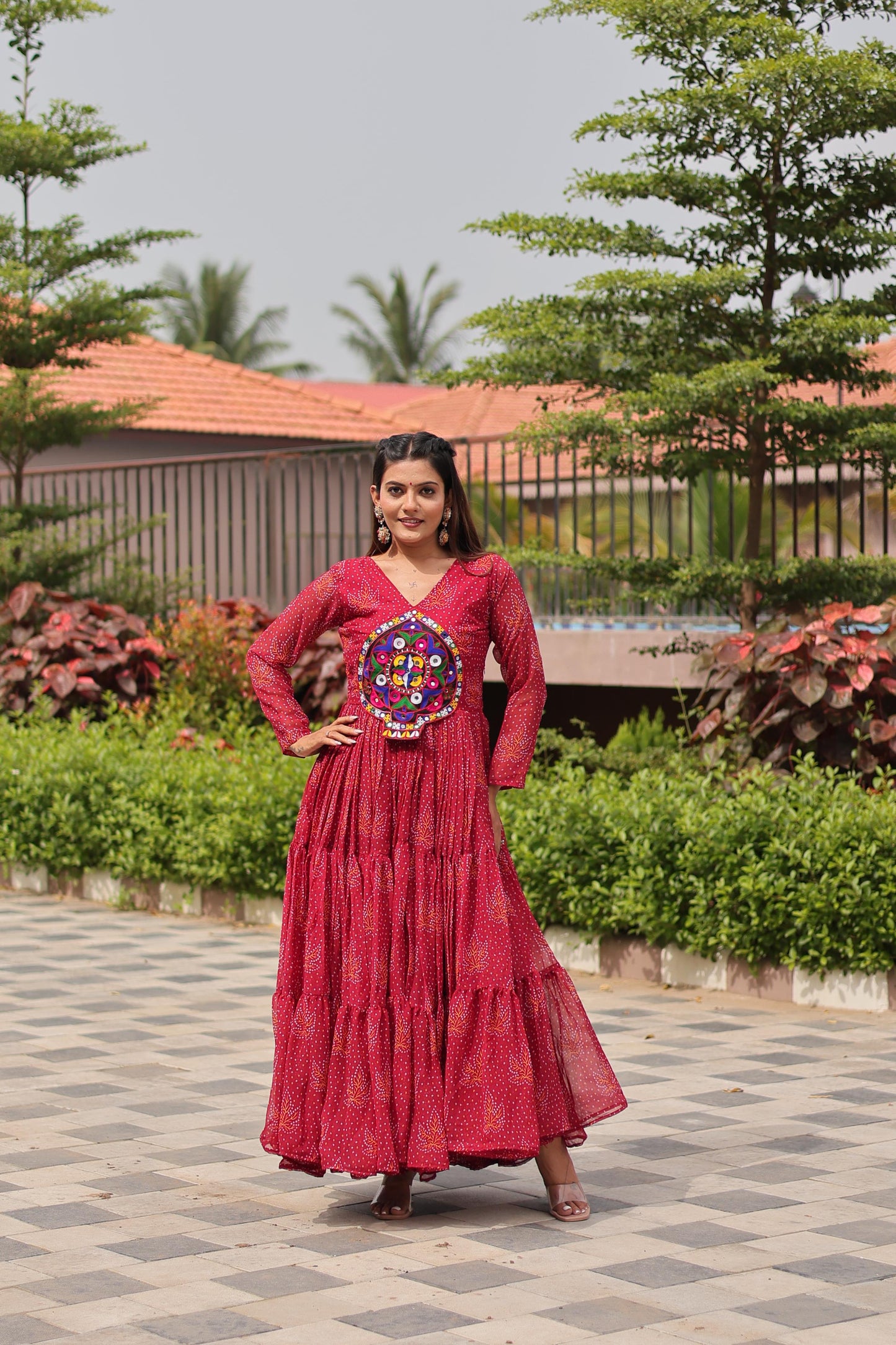 Exclusive Gamthi Work Navratri Special Gown ( MAS_RAM_121_Marroon )