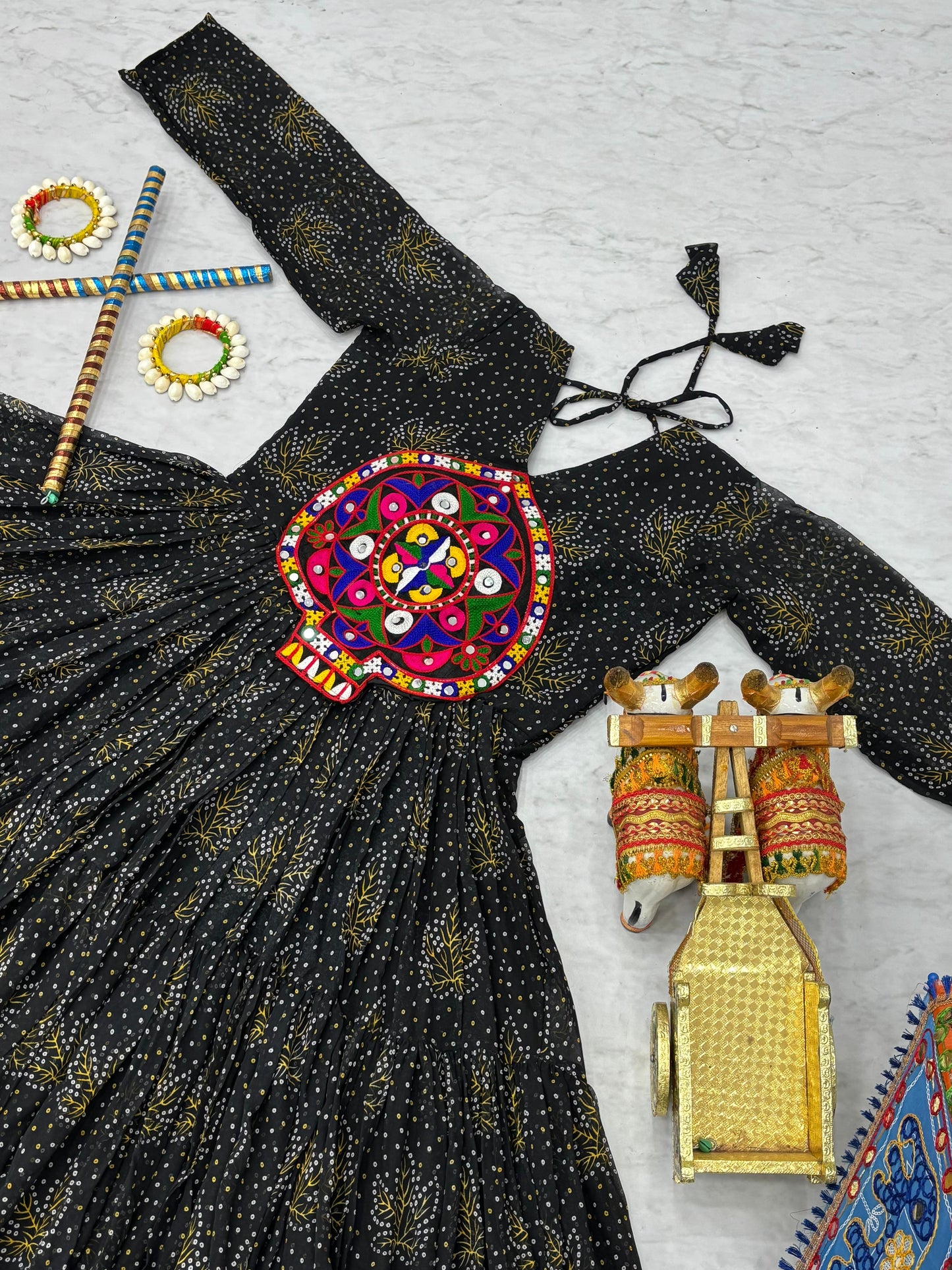 Elegant Black Gamthi Work Navratri Special Gown ( MAS_RAM_121_Black )