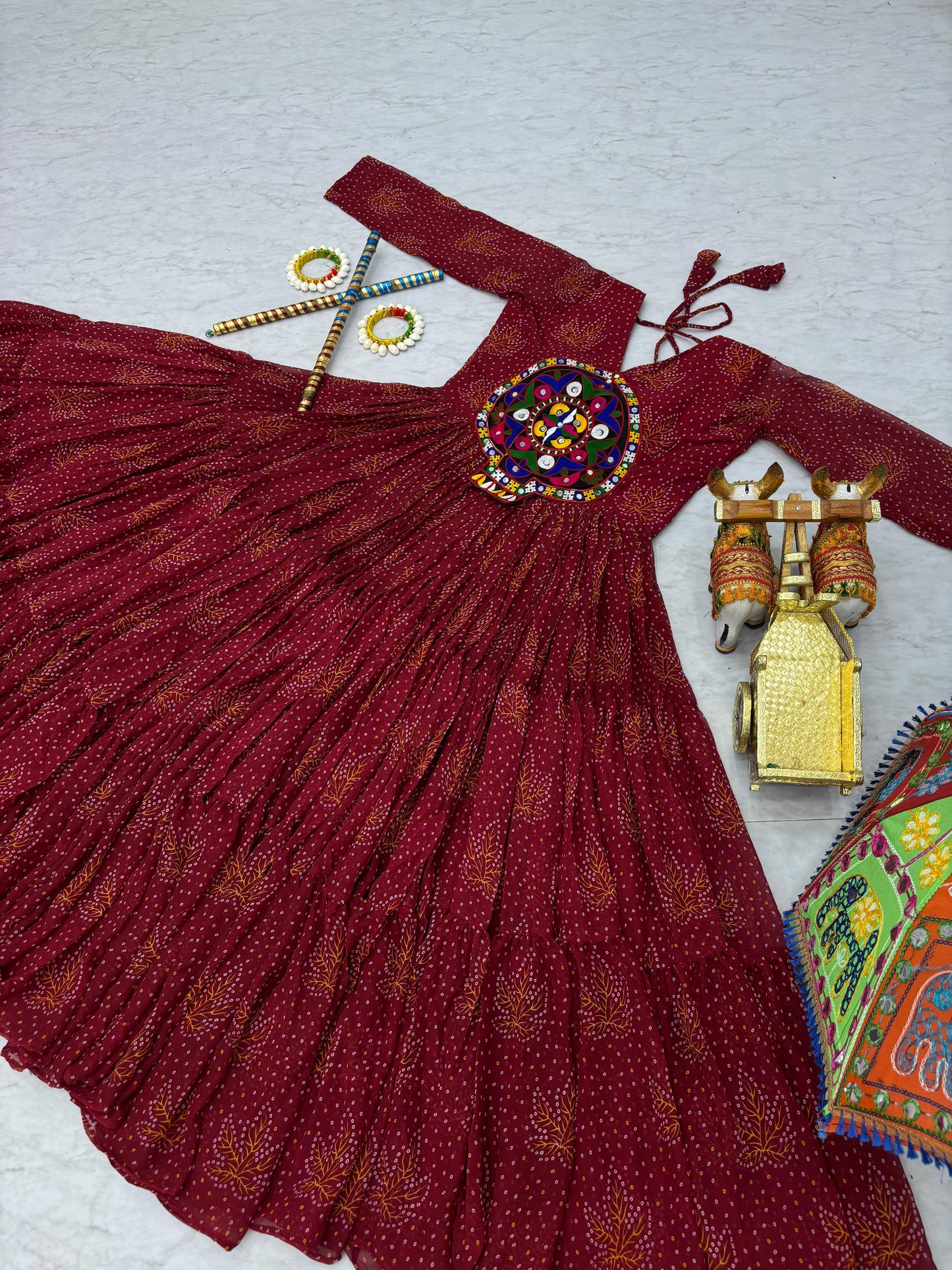 Exclusive Gamthi Work Navratri Special Gown ( MAS_RAM_121_Marroon )