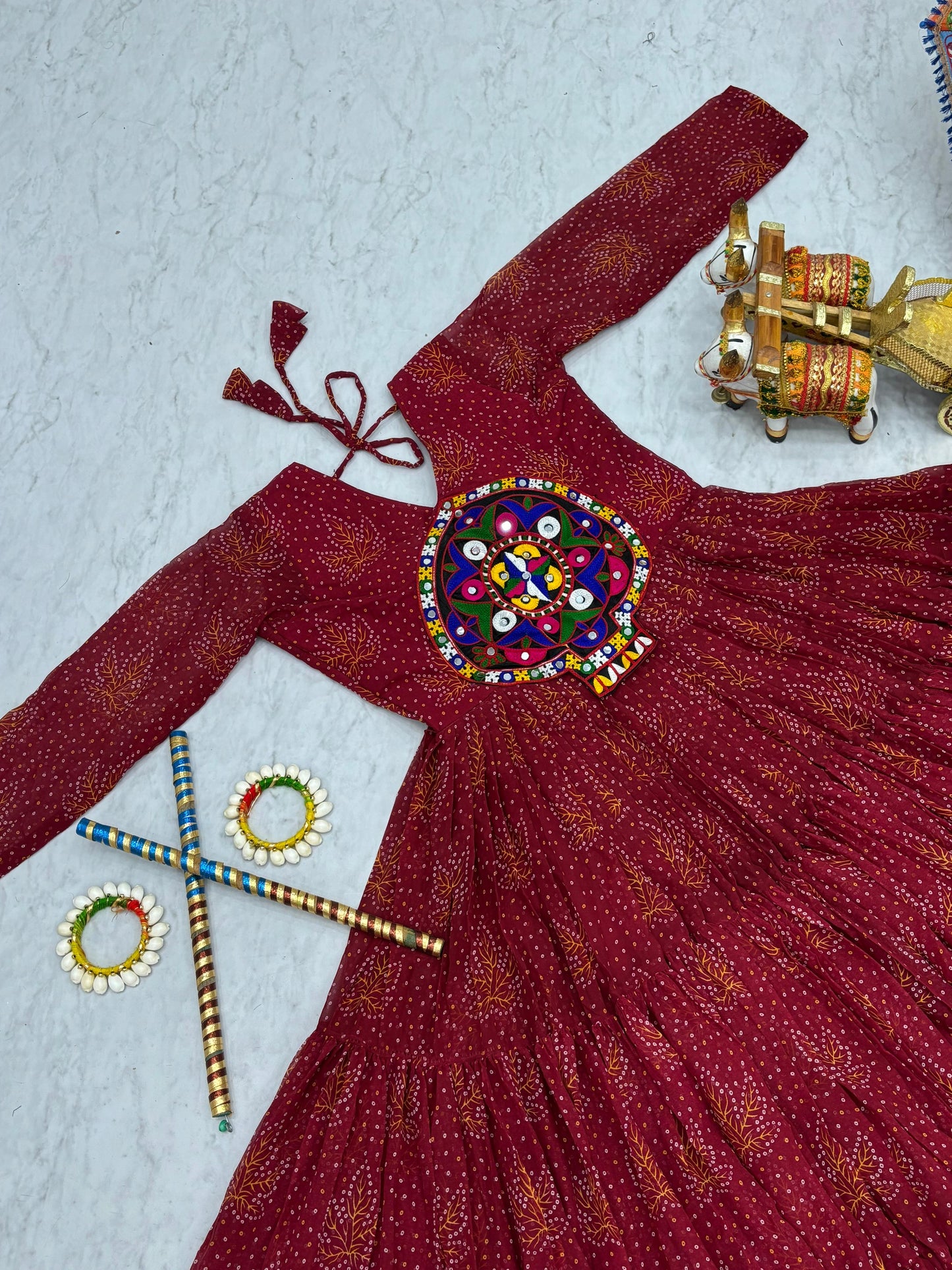 Exclusive Gamthi Work Navratri Special Gown ( MAS_RAM_121_Marroon )