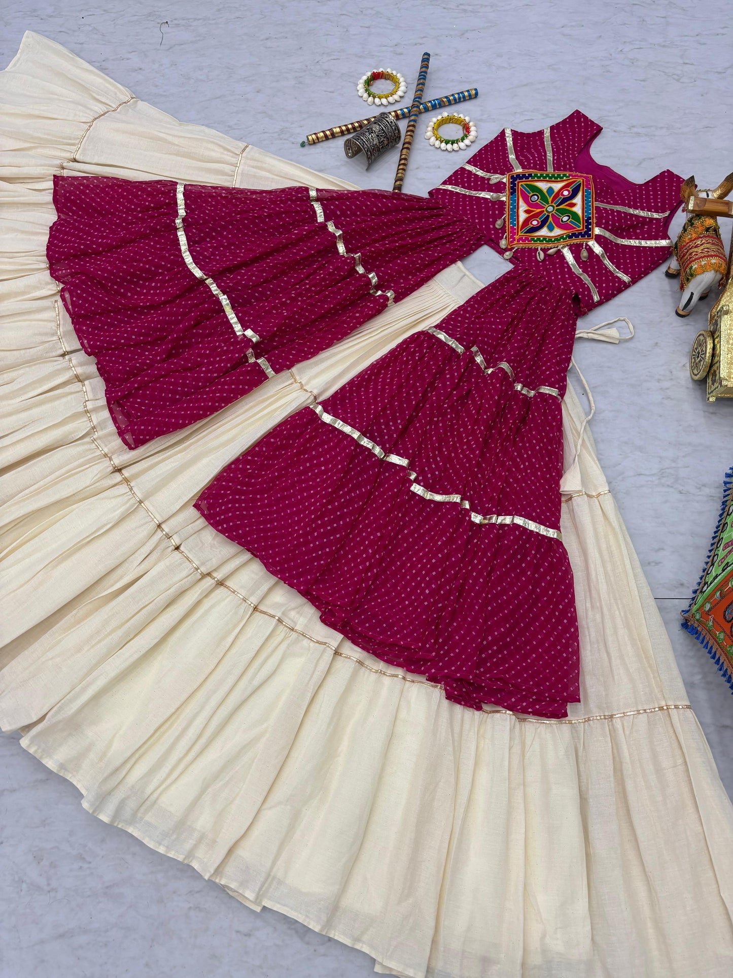 Pretty Navratri Special Gamthi Work Lehenga Choli ( MAS_RAM_126_Pink )