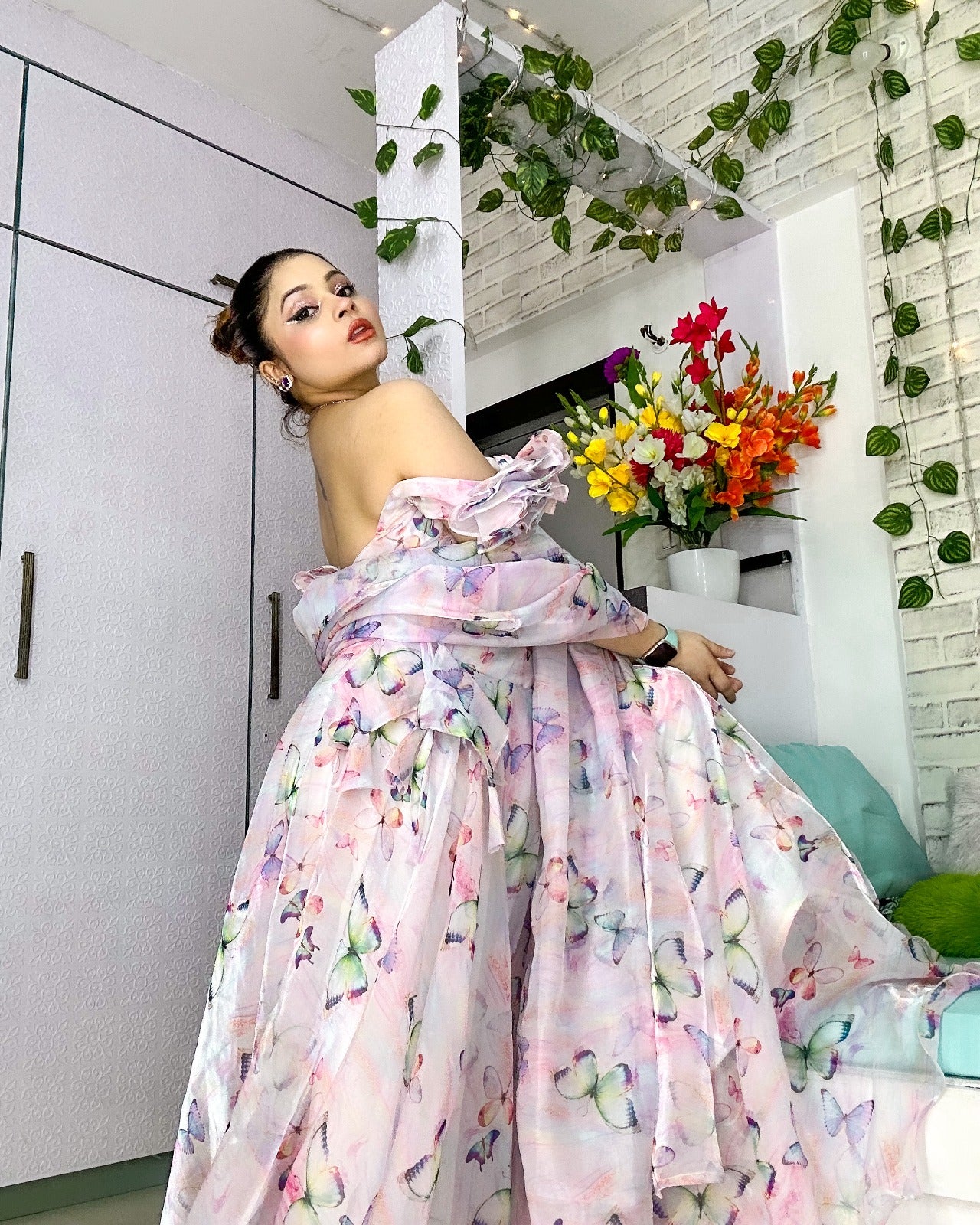 Stylish Pure Jimmy Organza Silk Lehenga Crop Top With Digital Print (MAS_SCnx_1033)