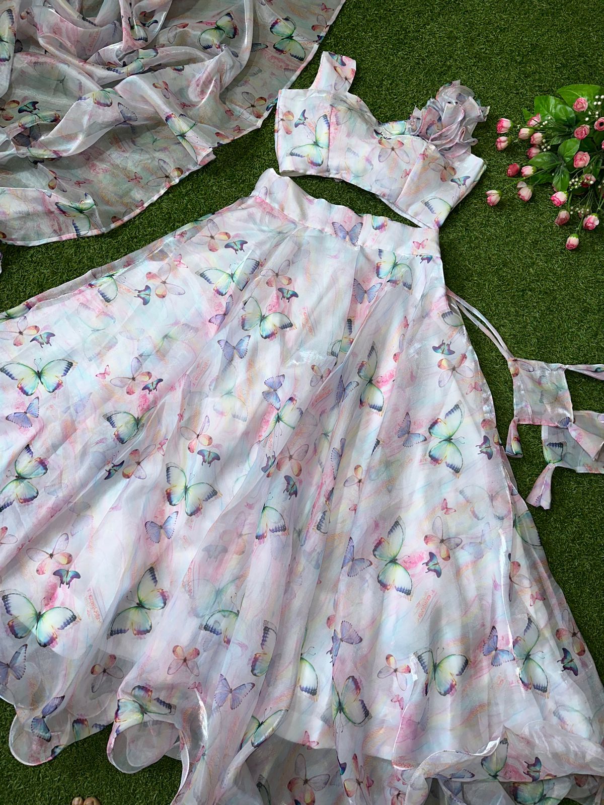 Stylish Pure Jimmy Organza Silk Lehenga Crop Top With Digital Print (MAS_SCnx_1033)