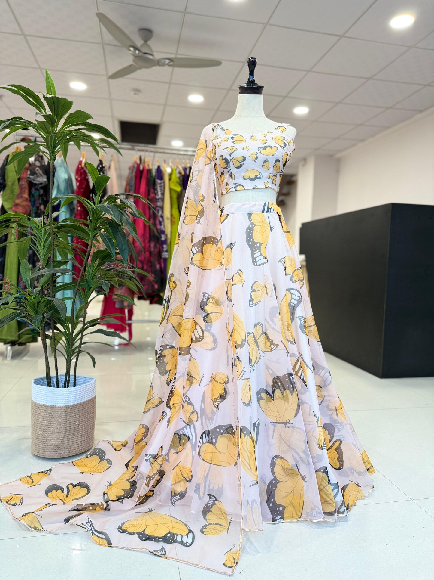 Beautiful Butterfly Print Pure Organza Silk Lehenga Choli With Modern Touch (MAS_SCnx_1155)