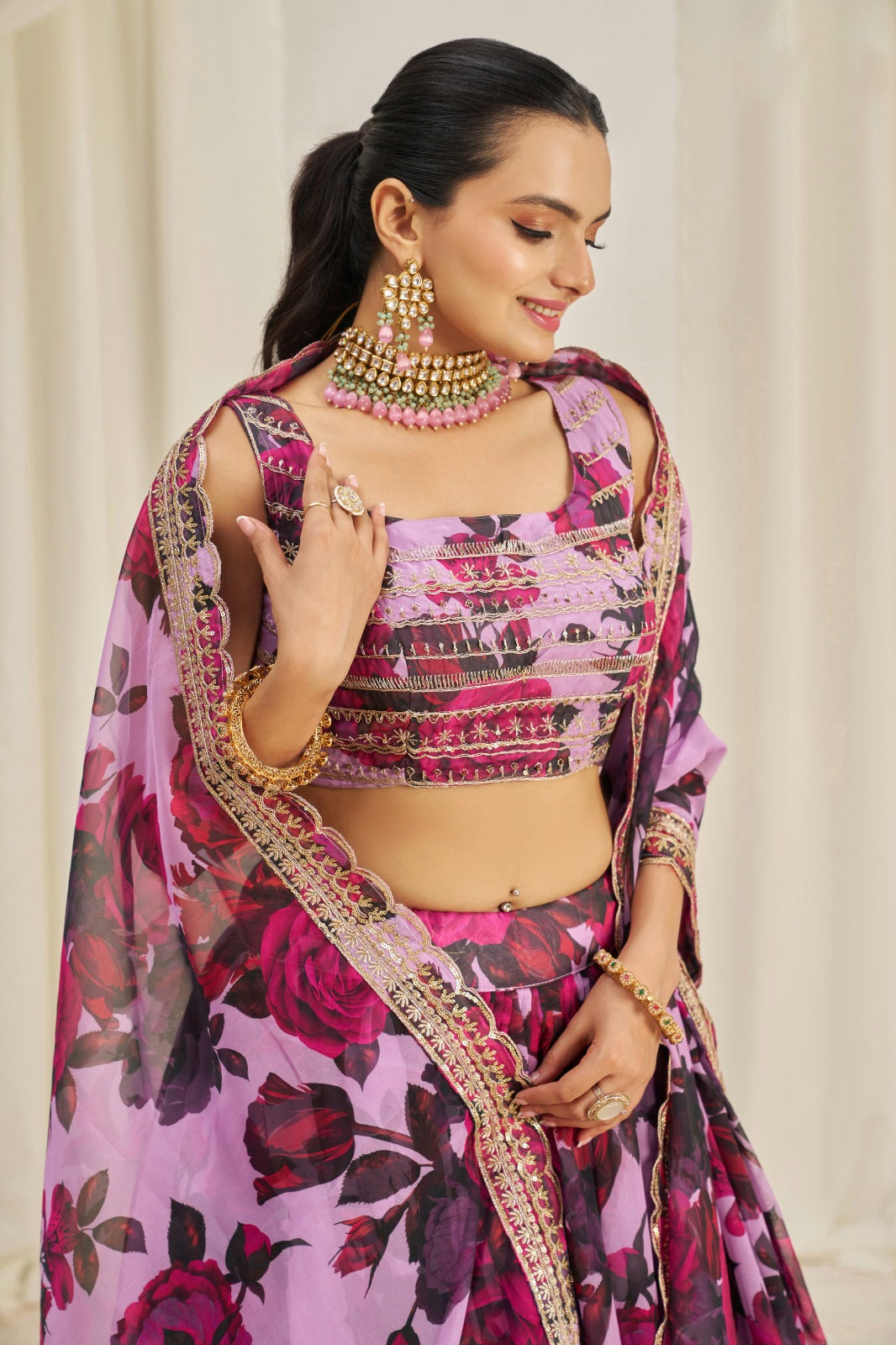 Glorious Floral Printed Embroidery Thread & Sequence Work Lehenga Choli ( MAS_TF_327 )