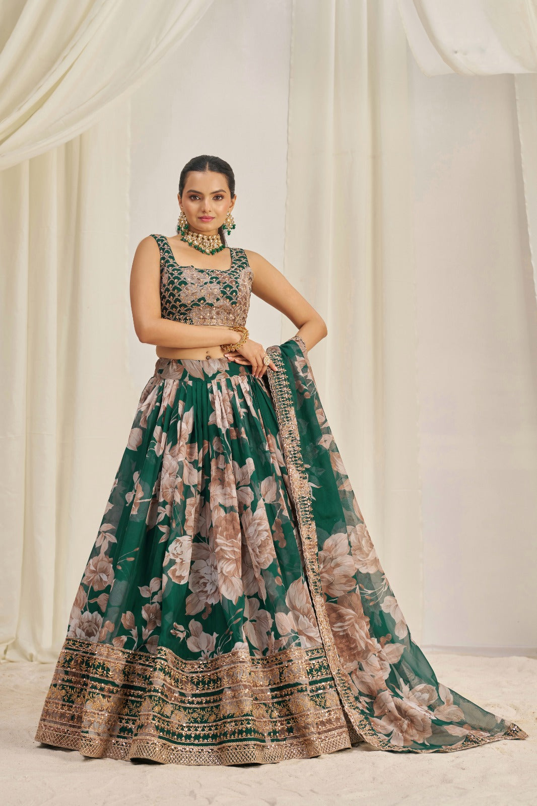 Delightful Floral Printed Embroidery Thread & Sequence Work Lehenga Choli ( MAS_TF_331 )