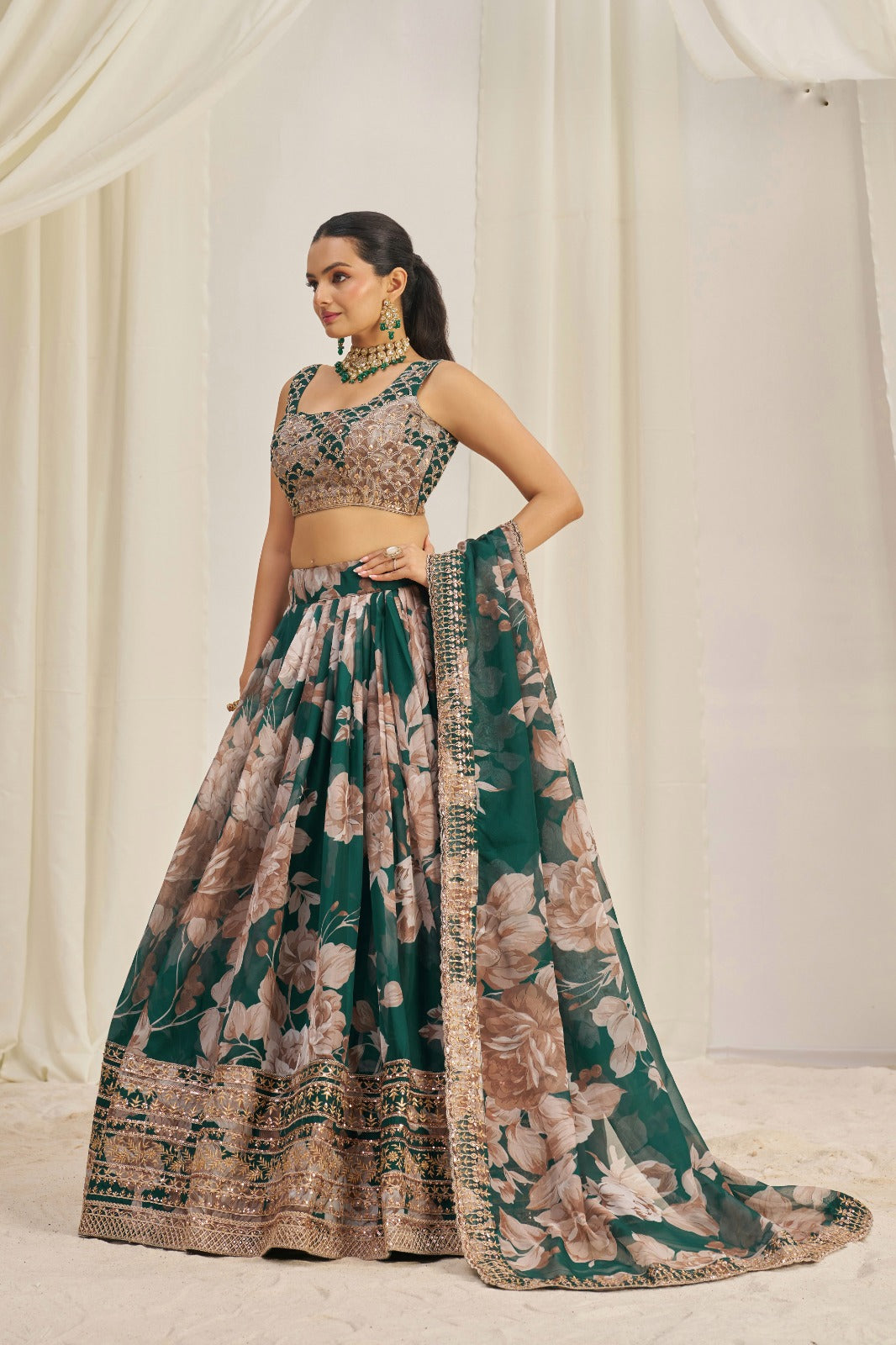 Delightful Floral Printed Embroidery Thread & Sequence Work Lehenga Choli ( MAS_TF_331 )