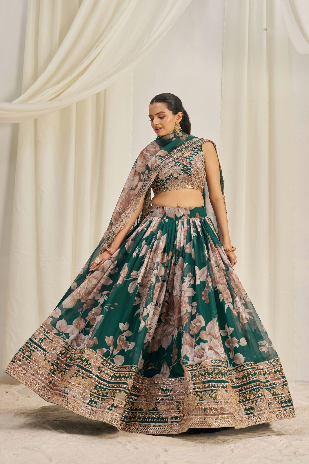 Delightful Floral Printed Embroidery Thread & Sequence Work Lehenga Choli ( MAS_TF_331 )