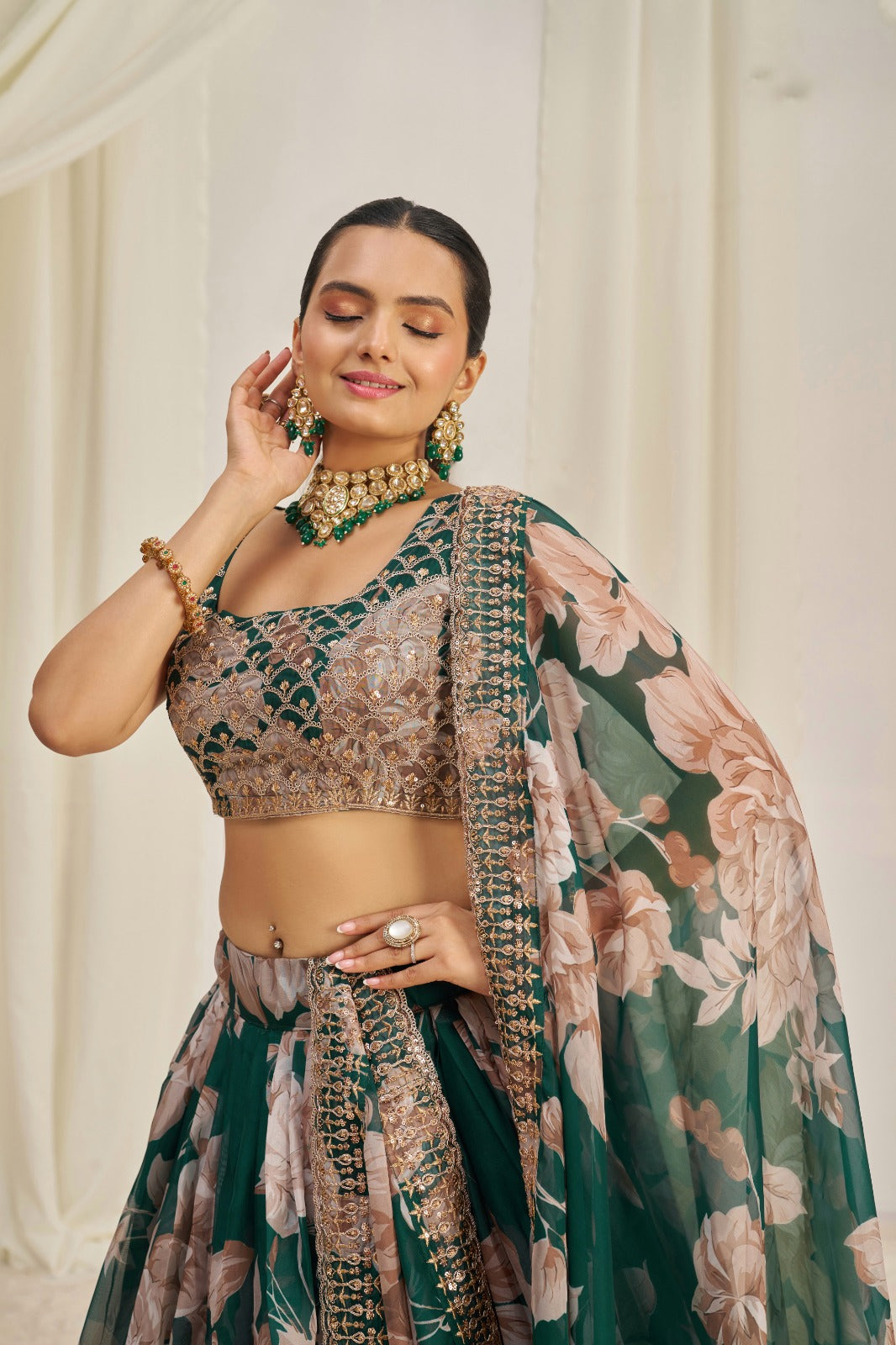 Delightful Floral Printed Embroidery Thread & Sequence Work Lehenga Choli ( MAS_TF_331 )