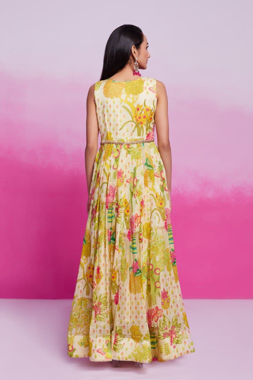 Stylish Ready To Wear Floral Printed With Handwork Gown ( MAS_TF_352 )