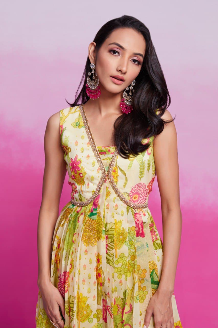 Stylish Ready To Wear Floral Printed With Handwork Gown ( MAS_TF_352 )