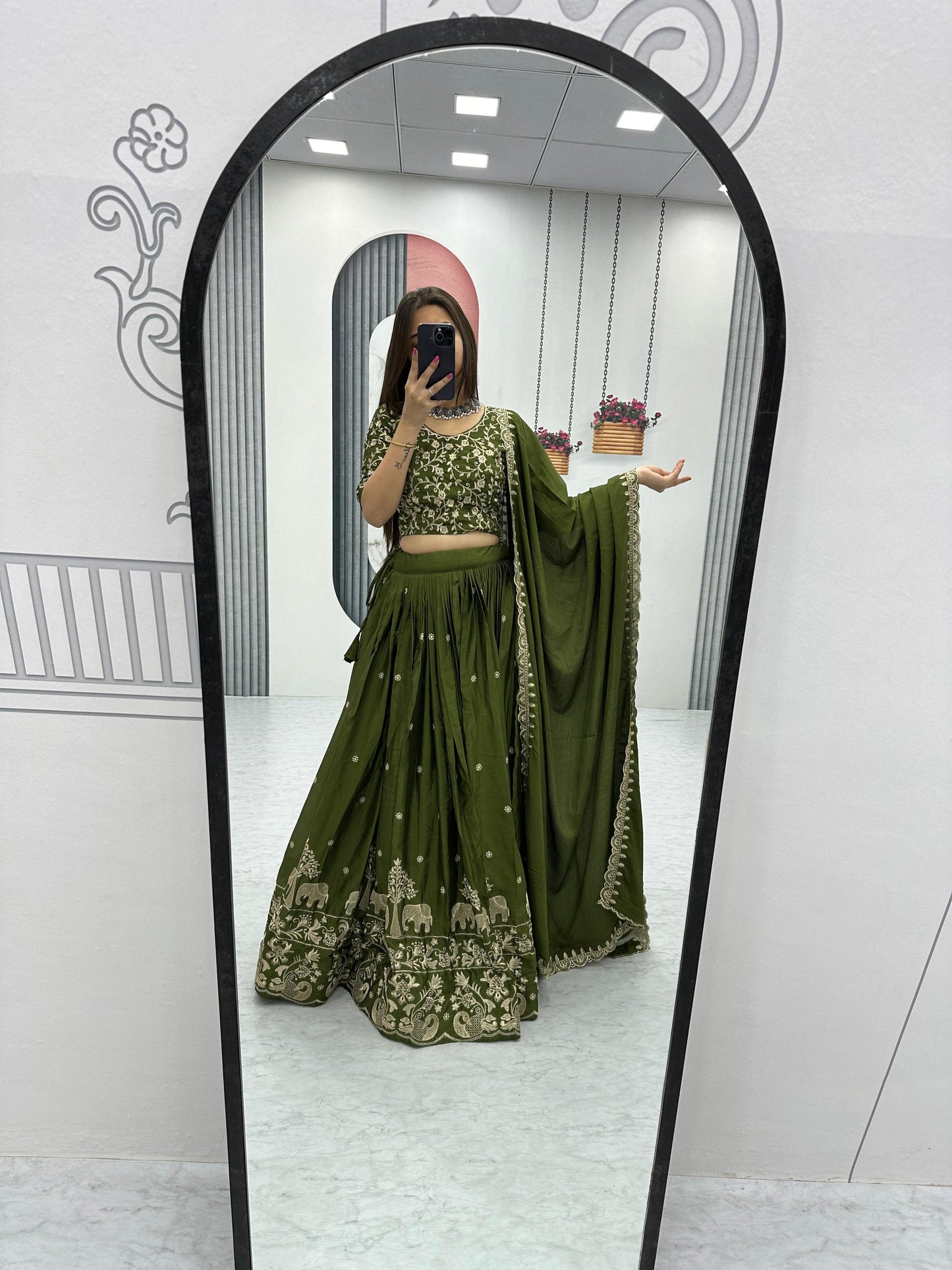 Decent Embroidery Thread Work Mahendi Lehenga Choli ( MAS_TP_075 )
