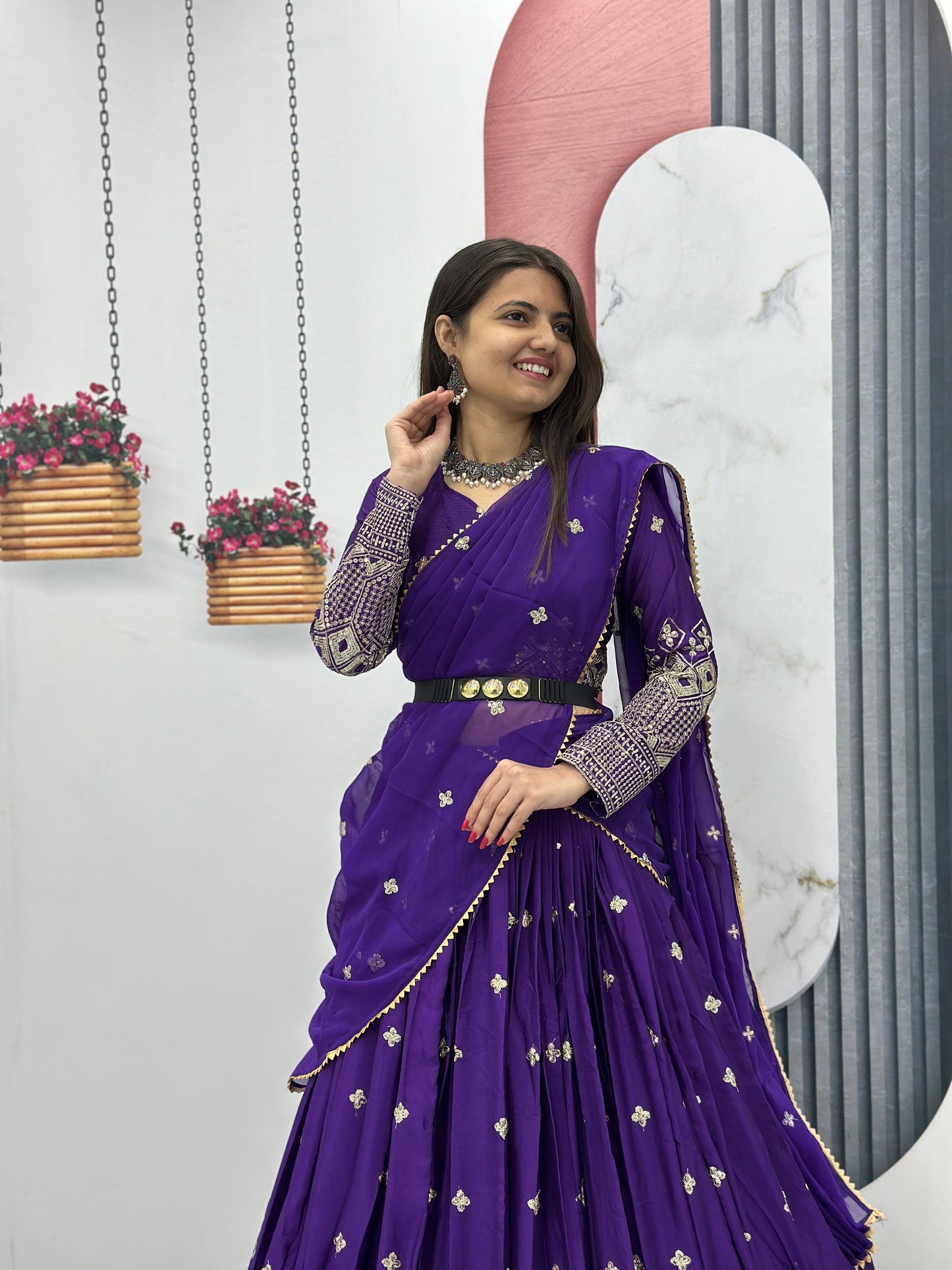 Captivating Heavy Embroidery Sequence Work Deep Violet Festive Lehenga Choli (MAS_TP_225 )