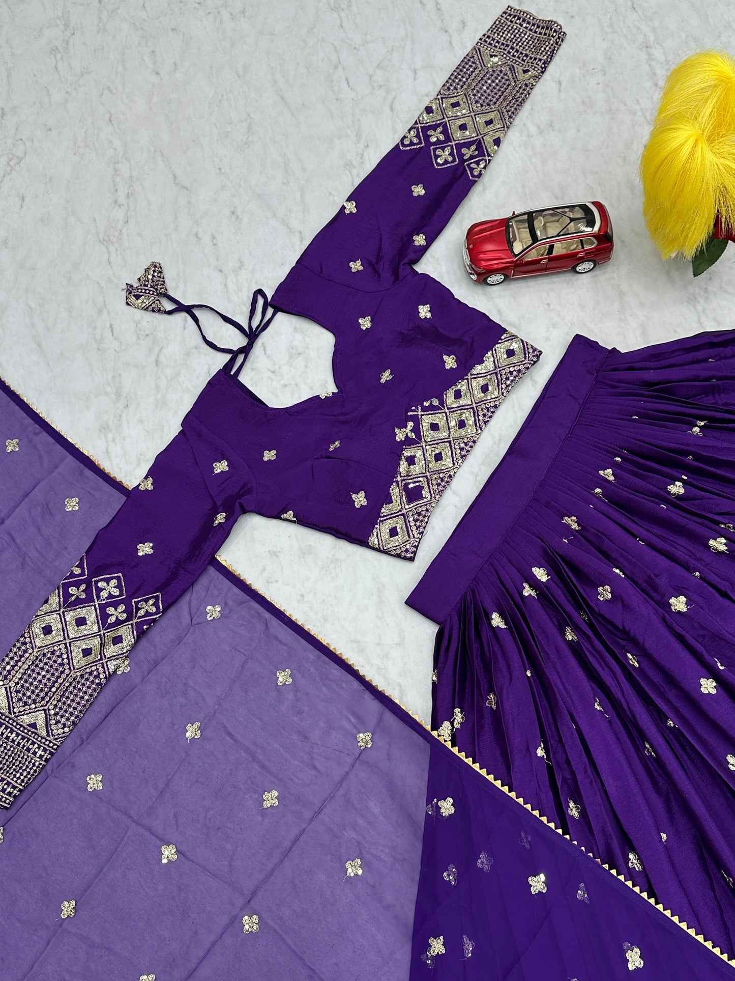 Captivating Heavy Embroidery Sequence Work Deep Violet Festive Lehenga Choli (MAS_TP_225 )