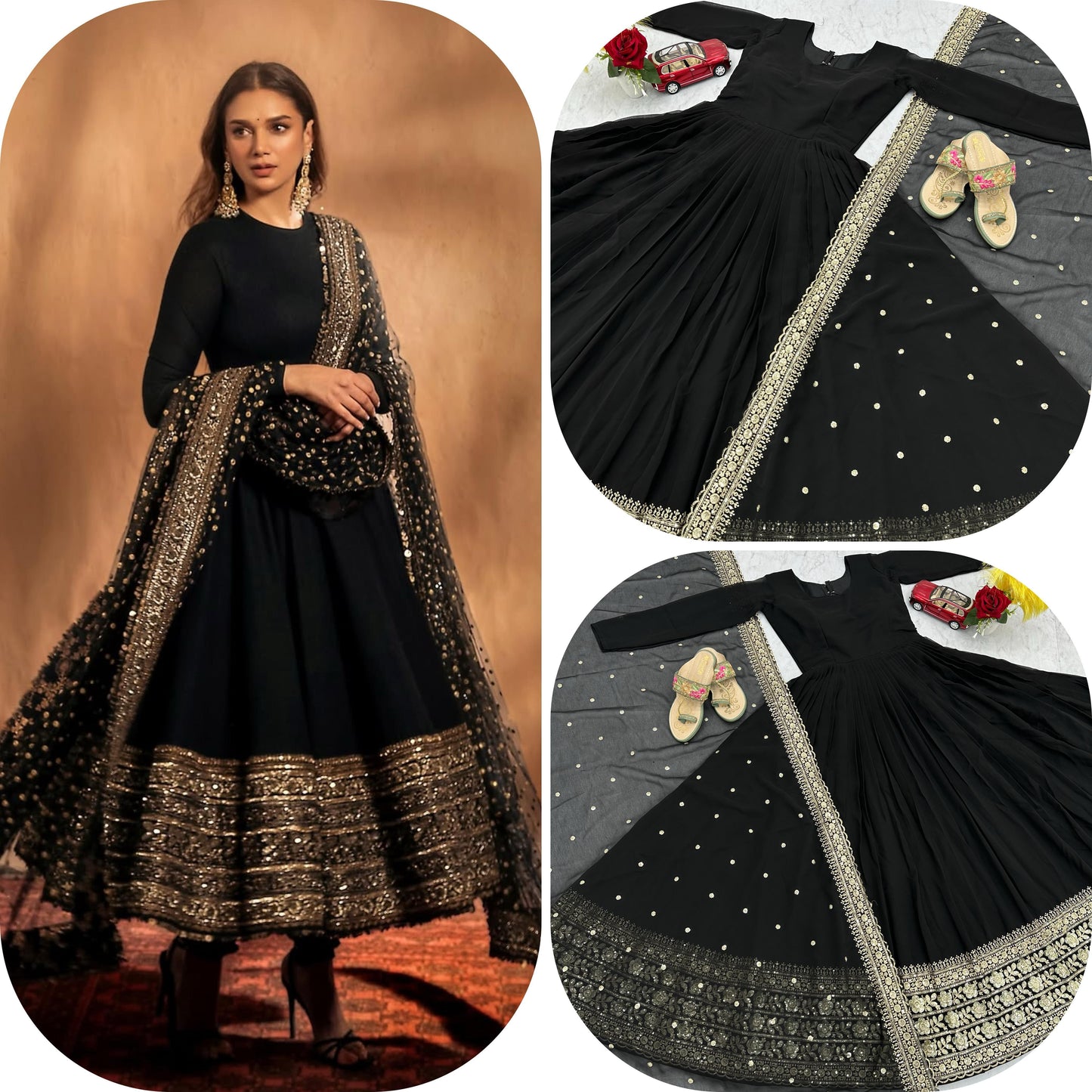 Demanding Heavy Embroidery & Sequence Work Black Party Wear Gown ( MAS_TP_233 )