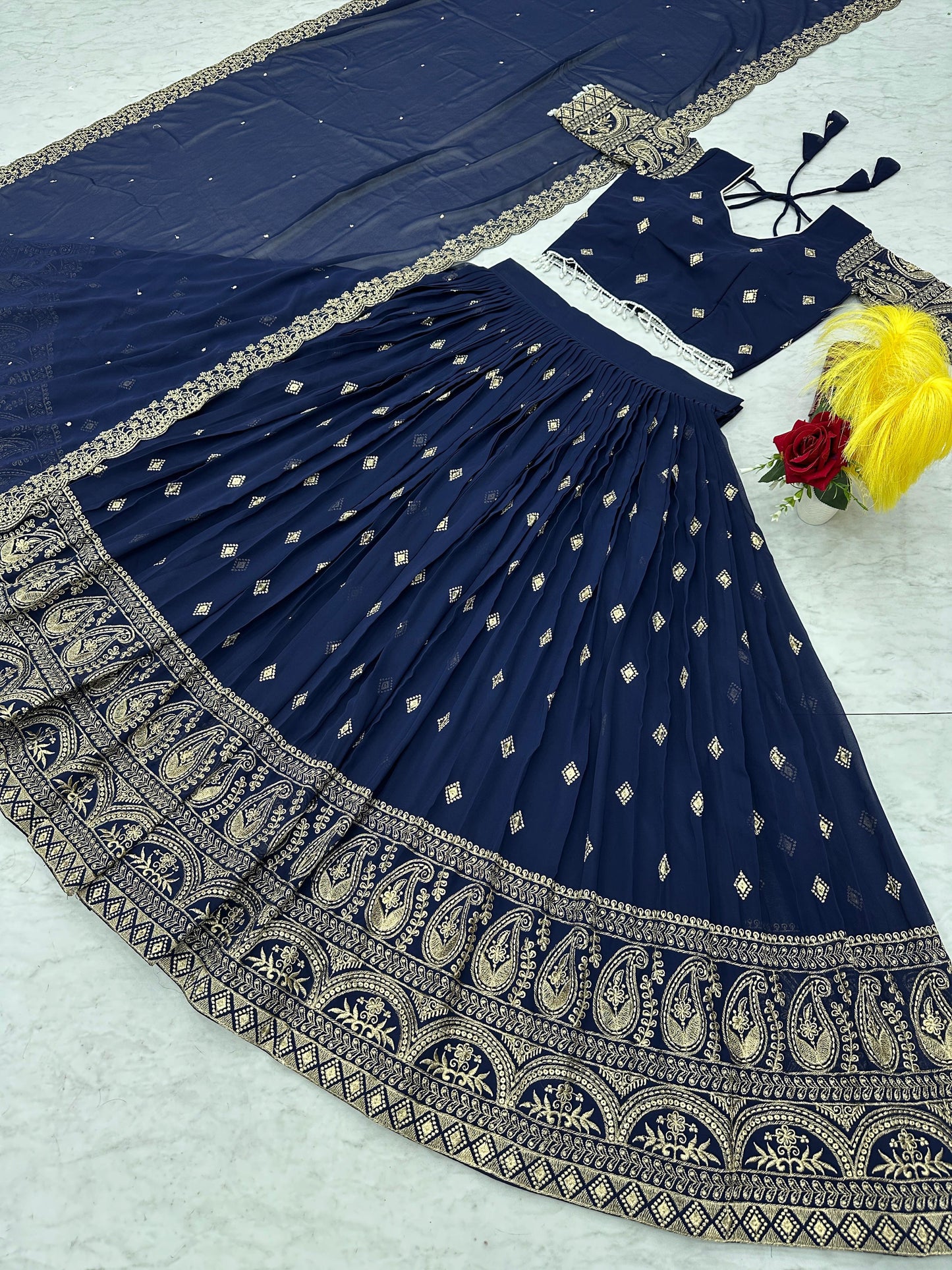 Astonishing Blue Heavy Embroidery Thread Work Festive Lehenga Choli ( MAS_TP_240 )