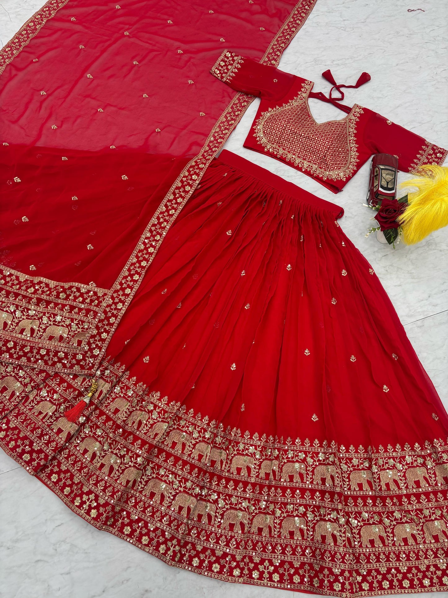 Mesmerizing Heavy Embroidery Thread & Sequence Work Red Trendy Lehenga Choli ( MAS_TP_244 )