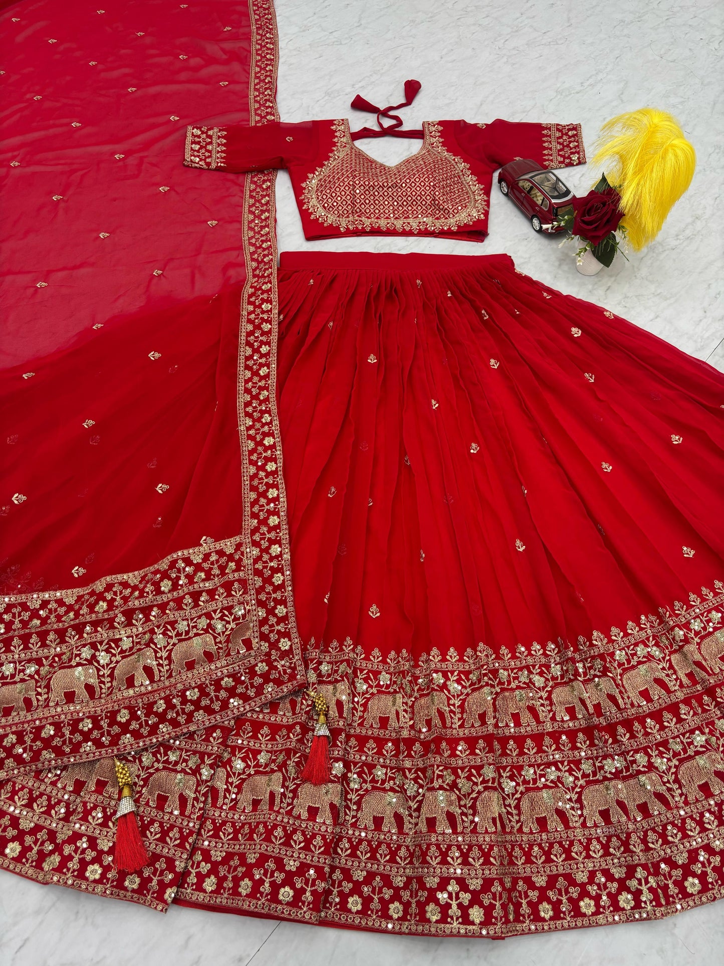 Mesmerizing Heavy Embroidery Thread & Sequence Work Red Trendy Lehenga Choli ( MAS_TP_244 )