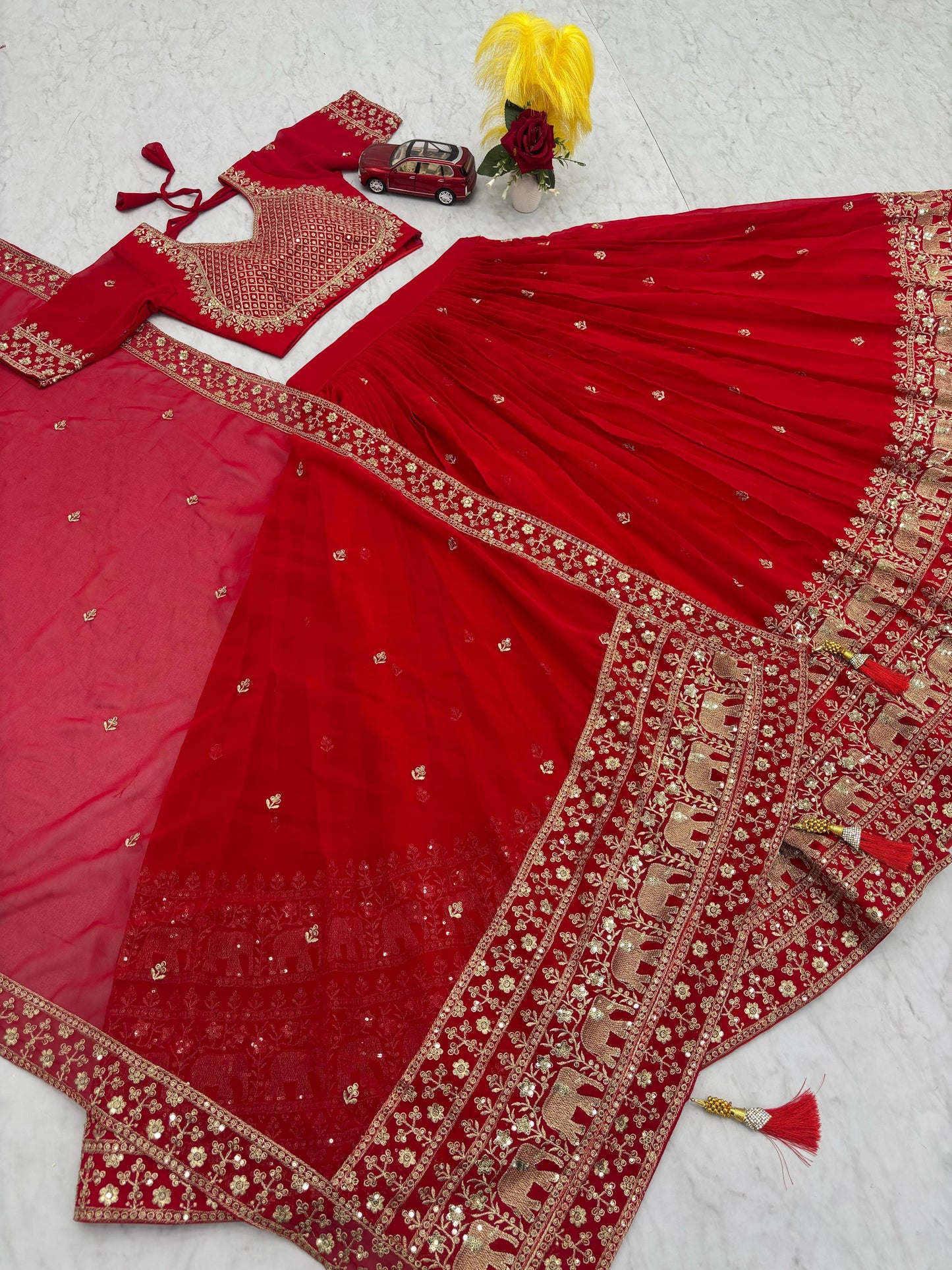 Mesmerizing Heavy Embroidery Thread & Sequence Work Red Trendy Lehenga Choli ( MAS_TP_244 )