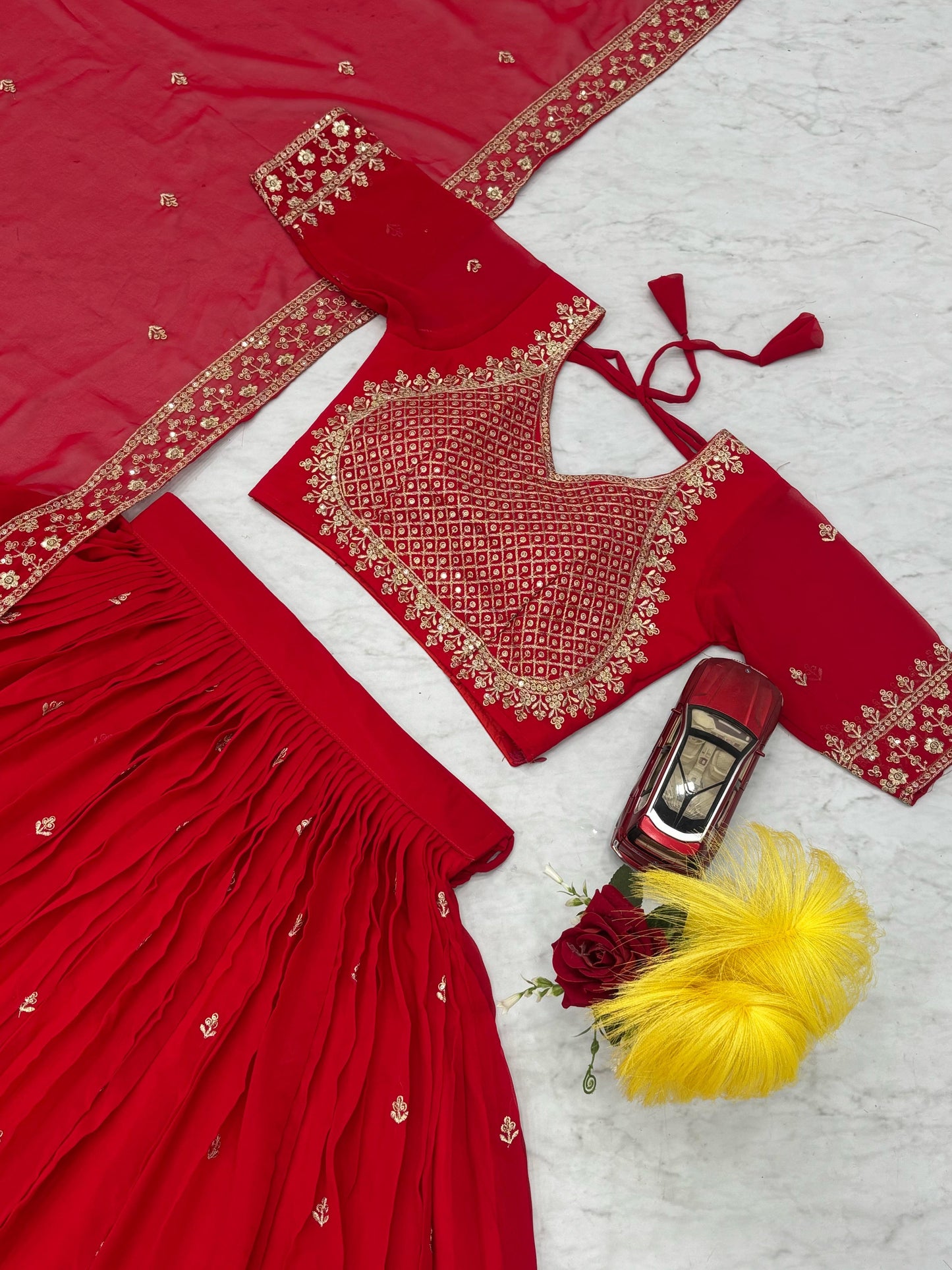 Mesmerizing Heavy Embroidery Thread & Sequence Work Red Trendy Lehenga Choli ( MAS_TP_244 )