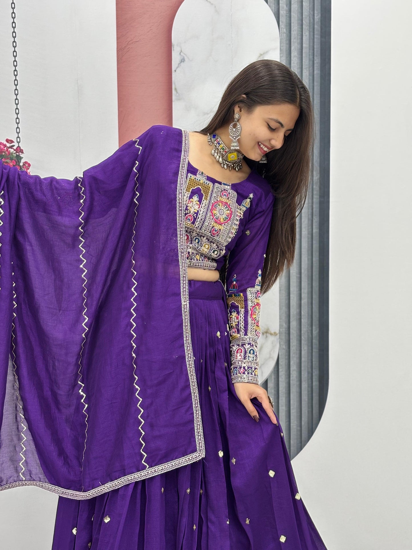 Exclusive Embroidery Coading Sequences & Thread Work Purple Color Festive Lehenga Choli ( MAS_TP_245_Purple )