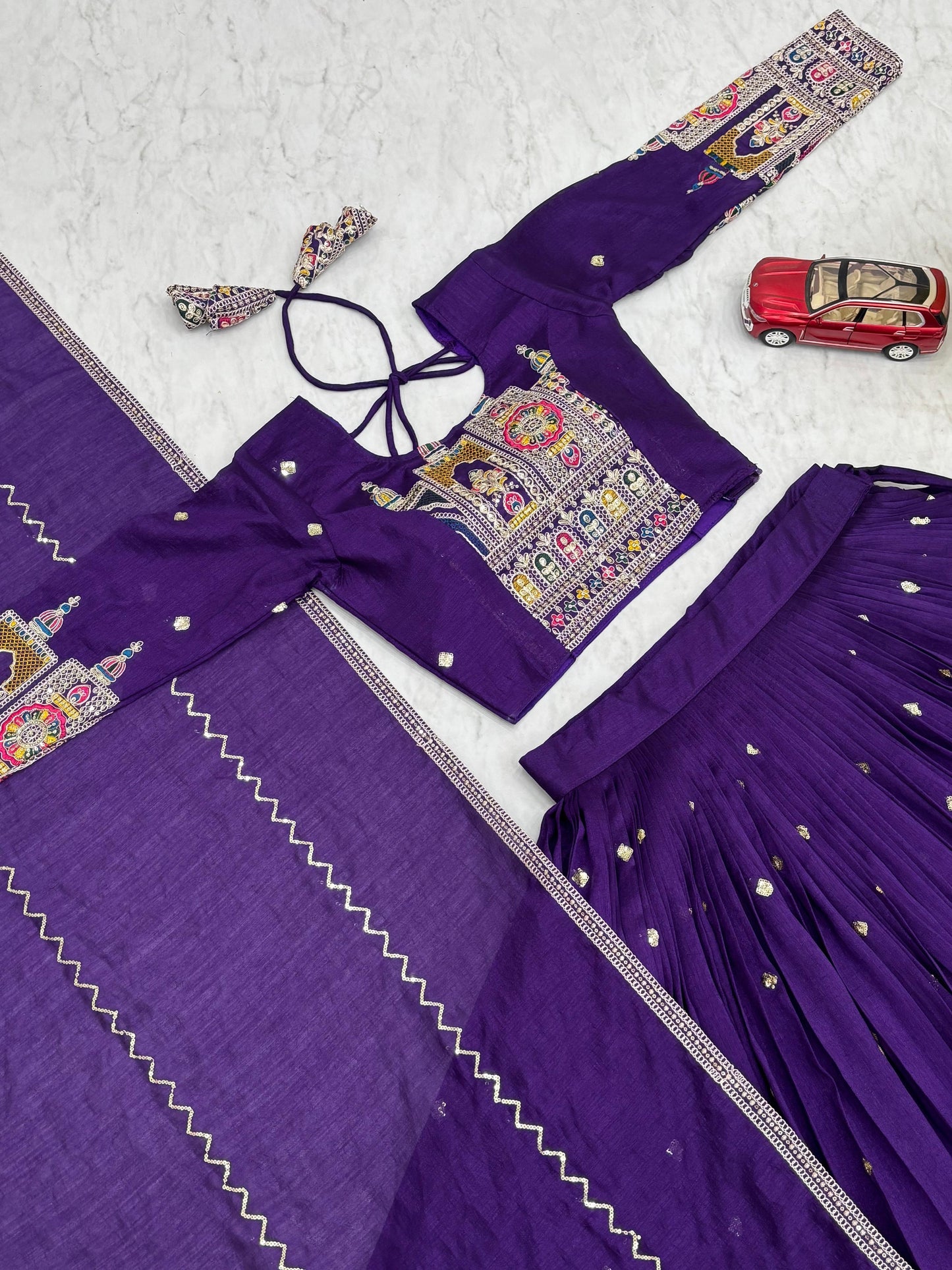 Exclusive Embroidery Coading Sequences & Thread Work Purple Color Festive Lehenga Choli ( MAS_TP_245_Purple )