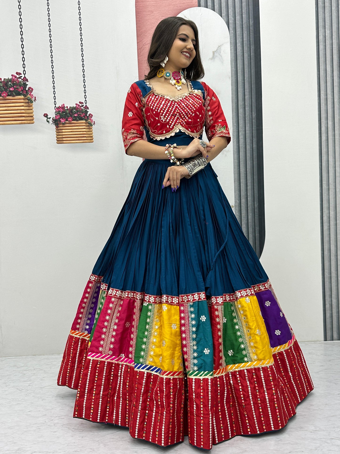 Ravishing Rama Navratri Special Pure Cotton Lehenga Choli ( MAS_TP_254_Rama )