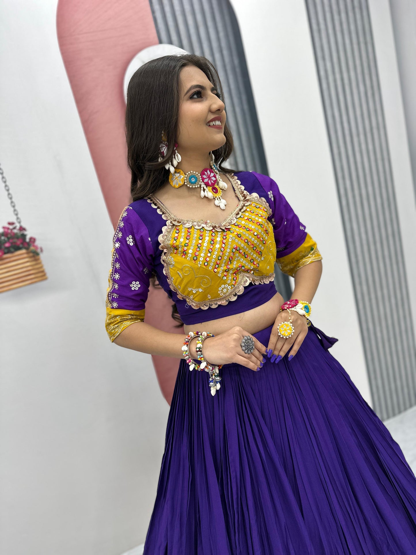 Pretty Purple Navratri Special Pure Cotton Lehenga Choli ( MAS_TP_254_Purple )