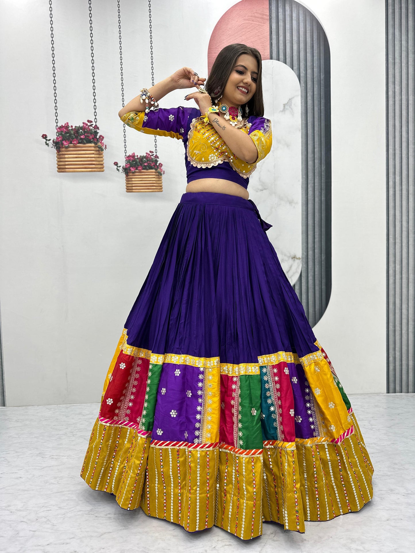 Pretty Purple Navratri Special Pure Cotton Lehenga Choli ( MAS_TP_254_Purple )