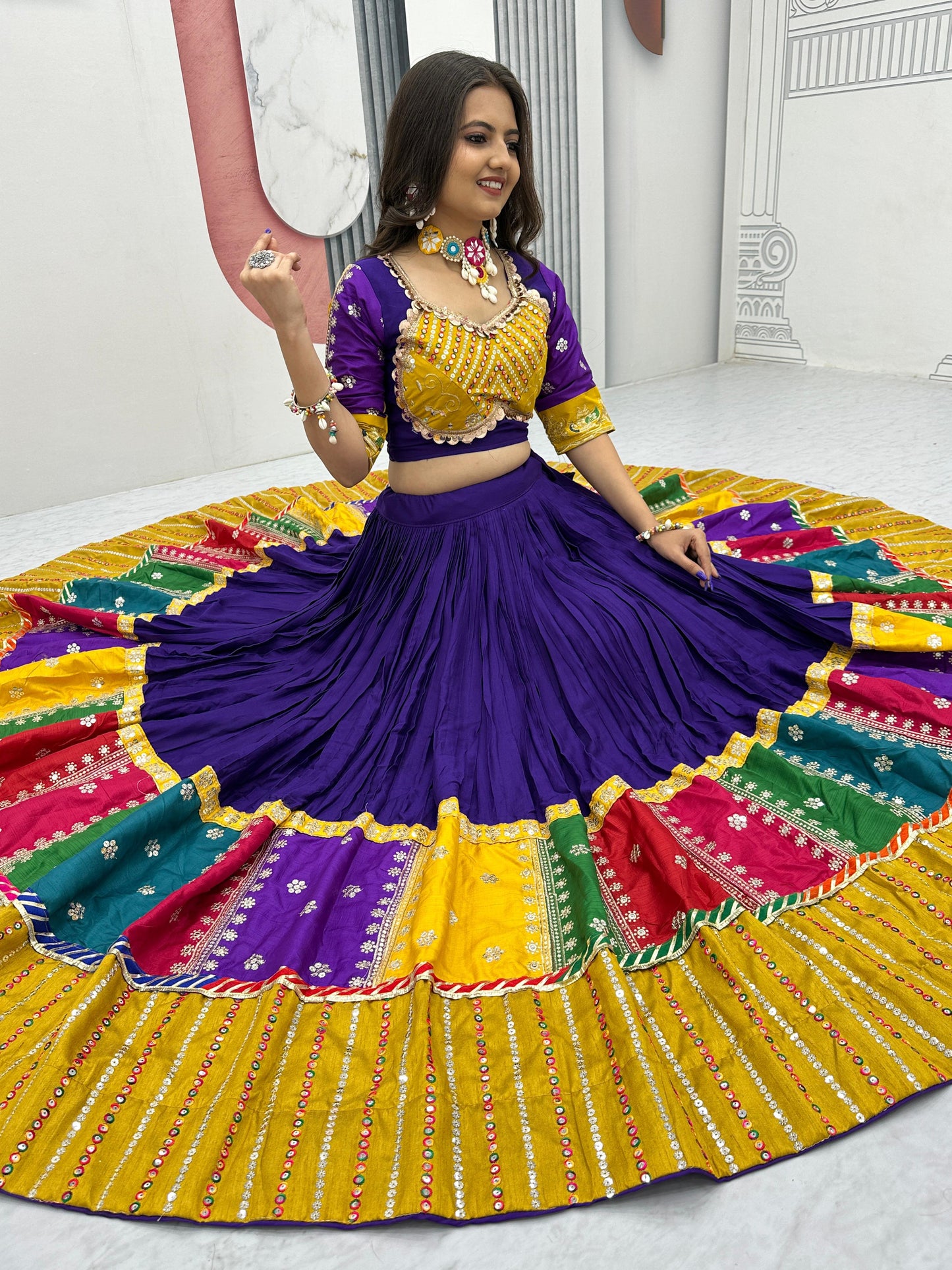 Pretty Purple Navratri Special Pure Cotton Lehenga Choli ( MAS_TP_254_Purple )