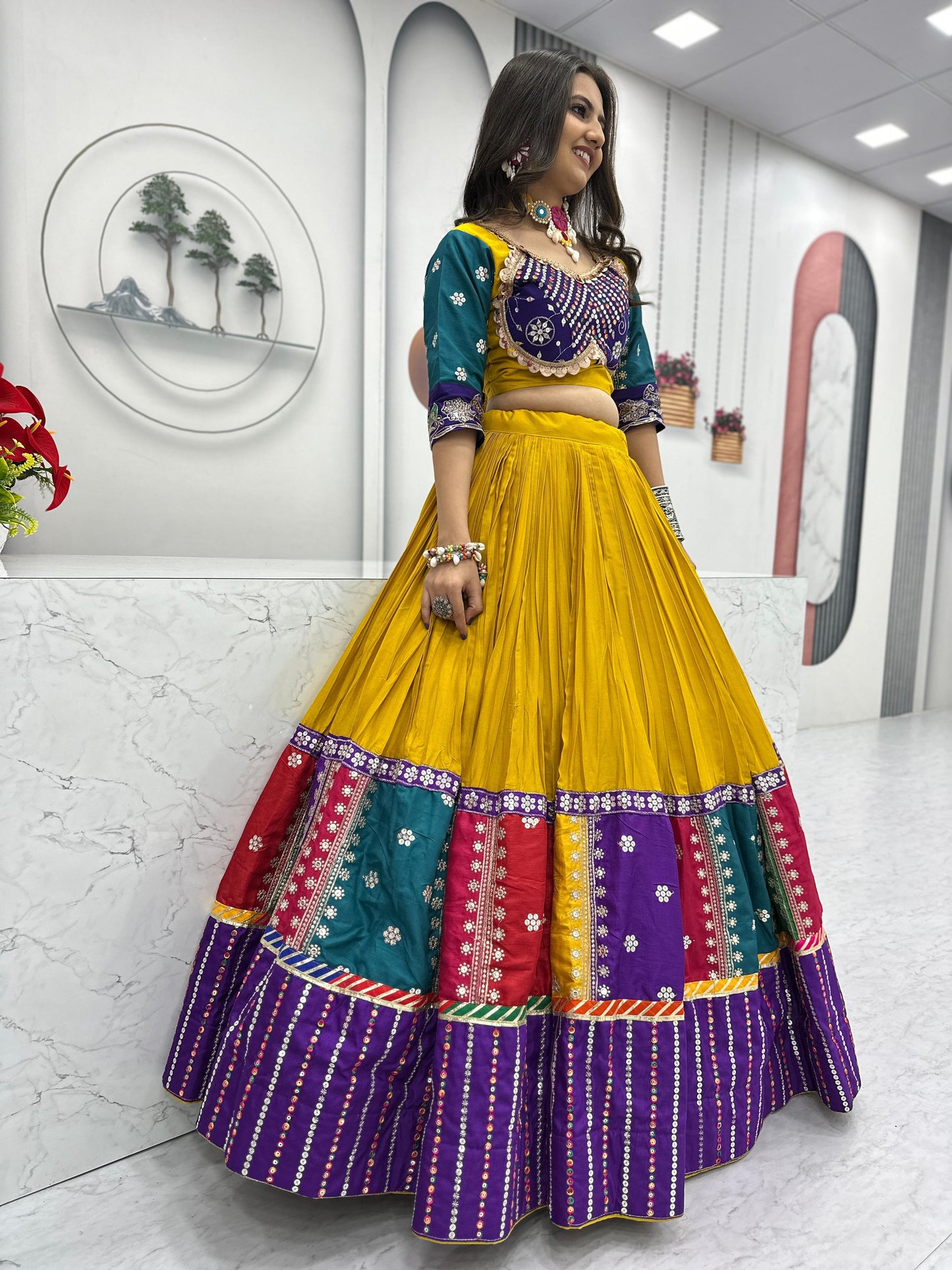 Admiring Navratri Special Pure Cotton Lehenga Choli ( MAS_TP_254_Yellow )