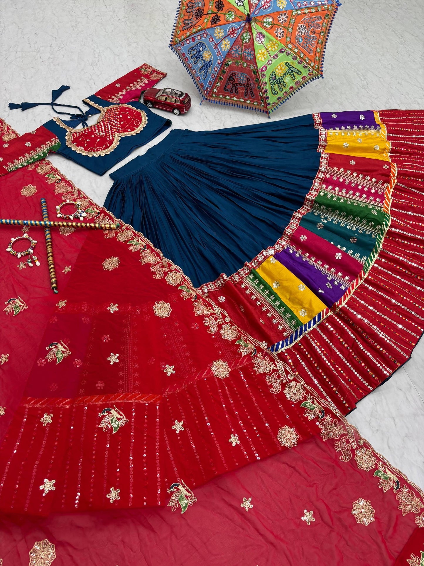 Ravishing Rama Navratri Special Pure Cotton Lehenga Choli ( MAS_TP_254_Rama )