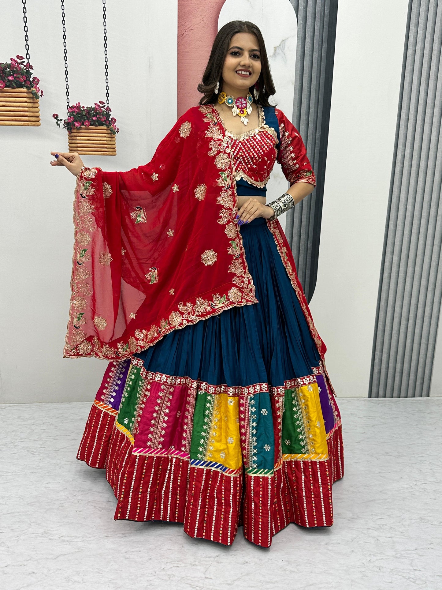 Ravishing Rama Navratri Special Pure Cotton Lehenga Choli ( MAS_TP_254_Rama )