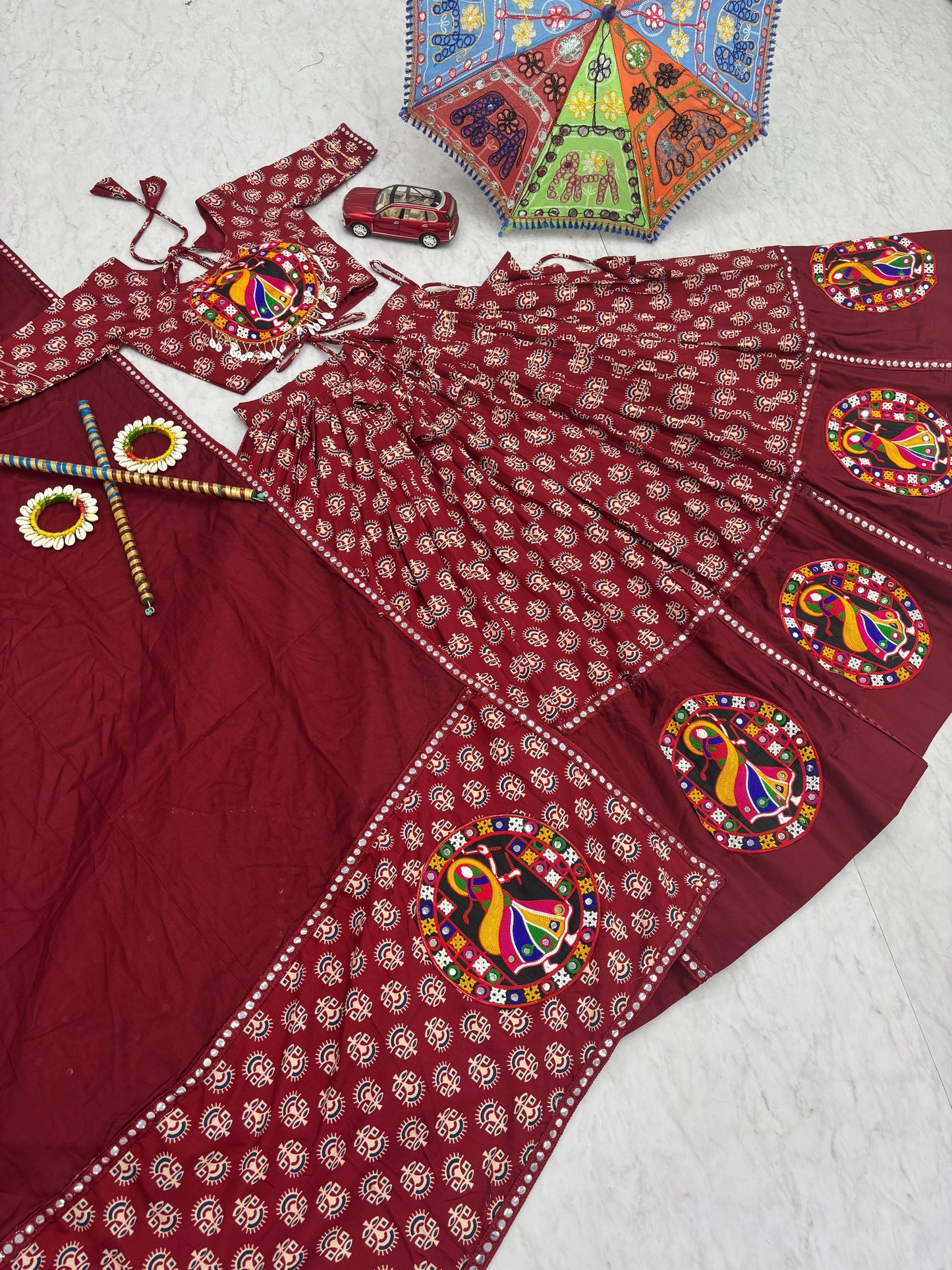 Elegant Navratri Special Pure Cotton Lehenga Choli ( MAS_TP_256_Marroon )