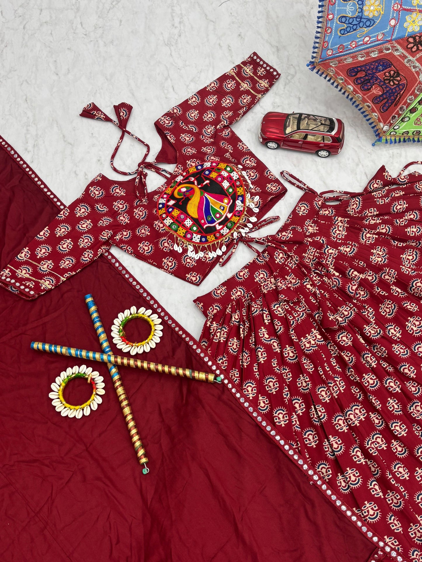 Elegant Navratri Special Pure Cotton Lehenga Choli ( MAS_TP_256_Marroon )
