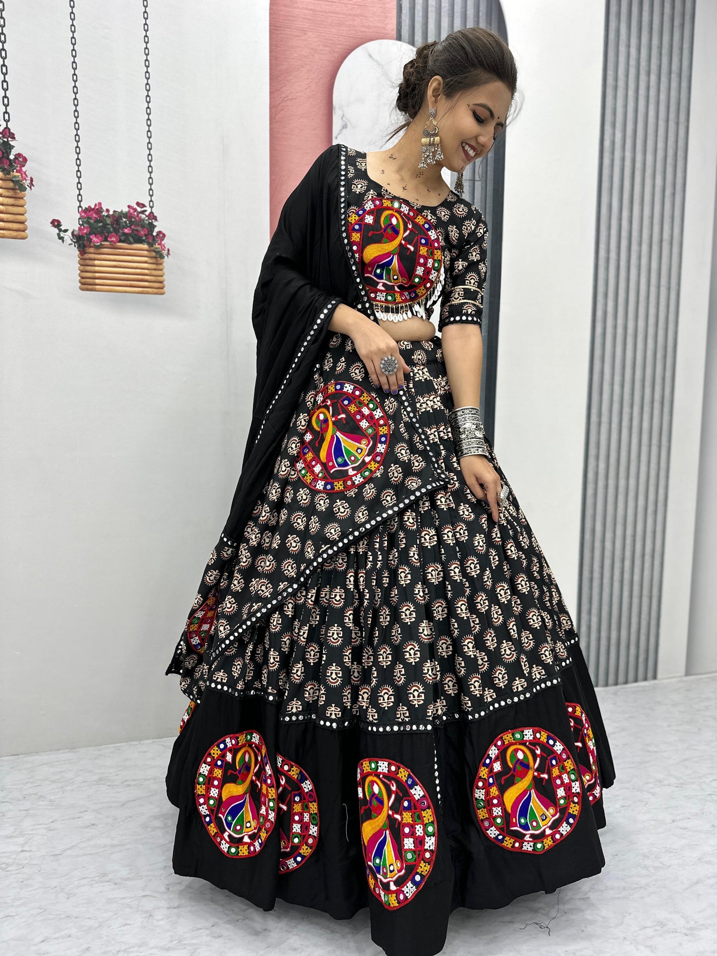 Classic Black Navratri Special Pure Cotton Lehenga Choli ( MAS_TP_256_Black )