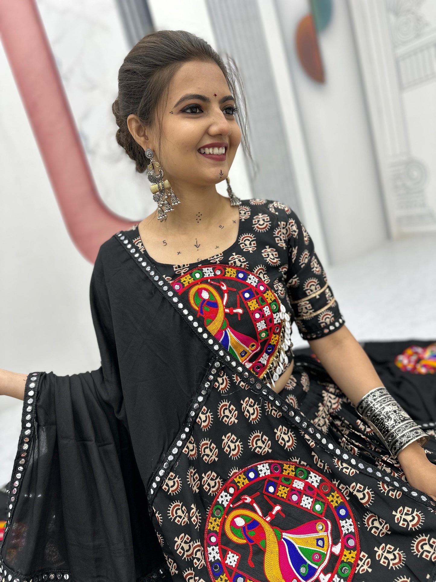 Classic Black Navratri Special Pure Cotton Lehenga Choli ( MAS_TP_256_Black )