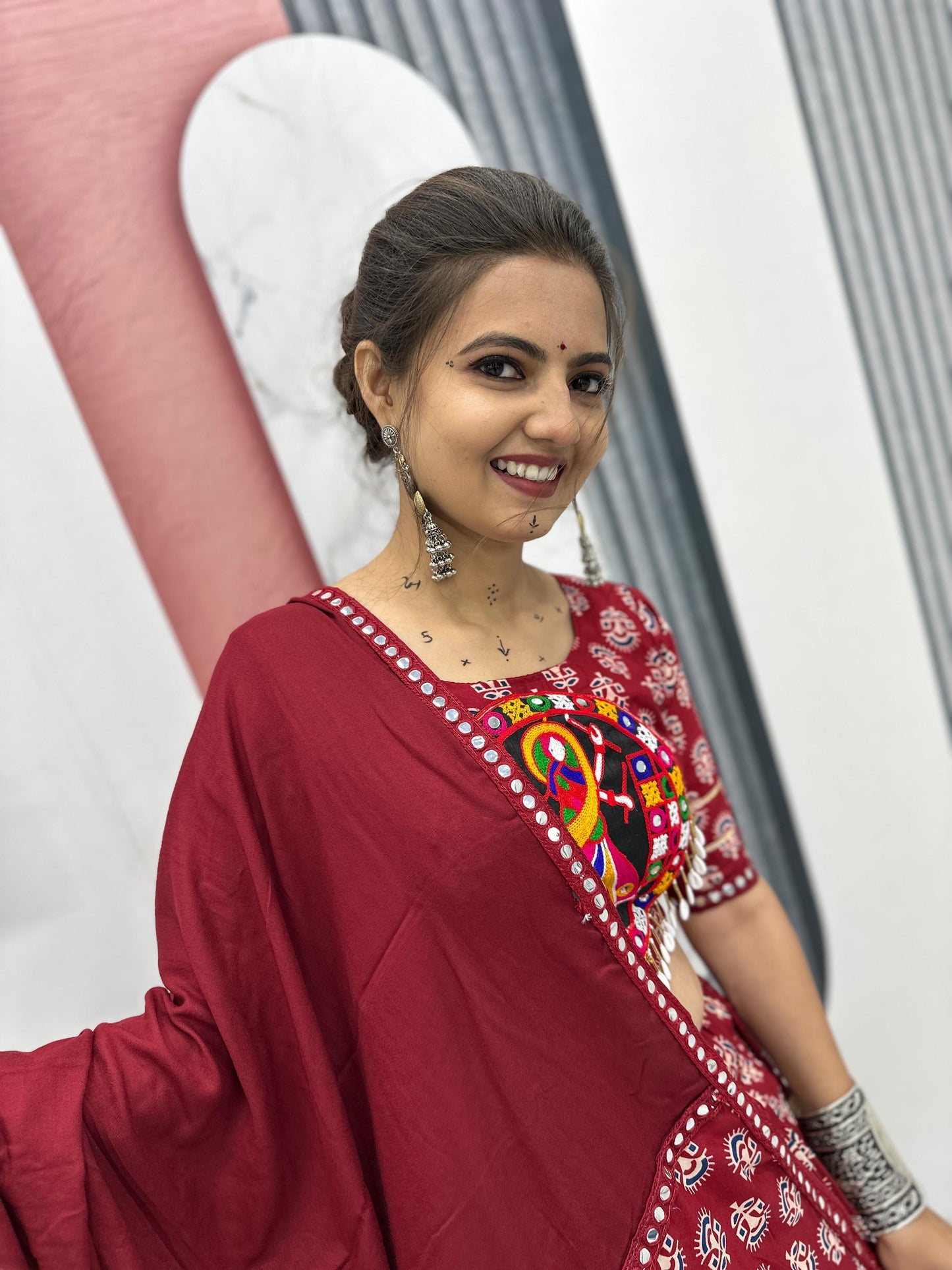 Elegant Navratri Special Pure Cotton Lehenga Choli ( MAS_TP_256_Marroon )