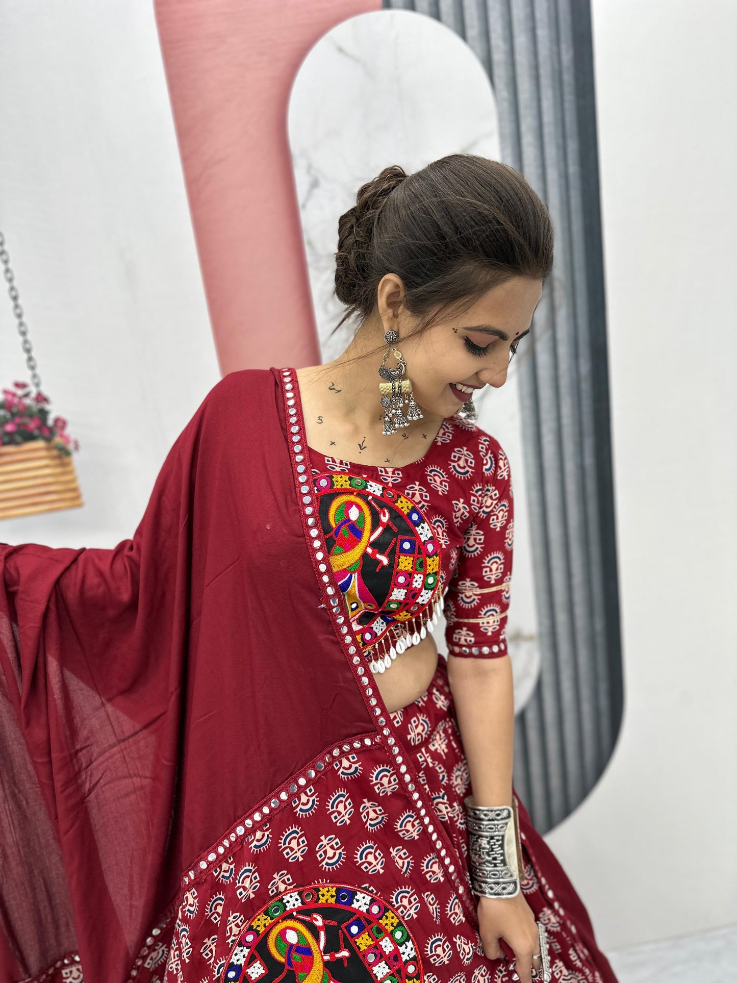 Elegant Navratri Special Pure Cotton Lehenga Choli ( MAS_TP_256_Marroon )