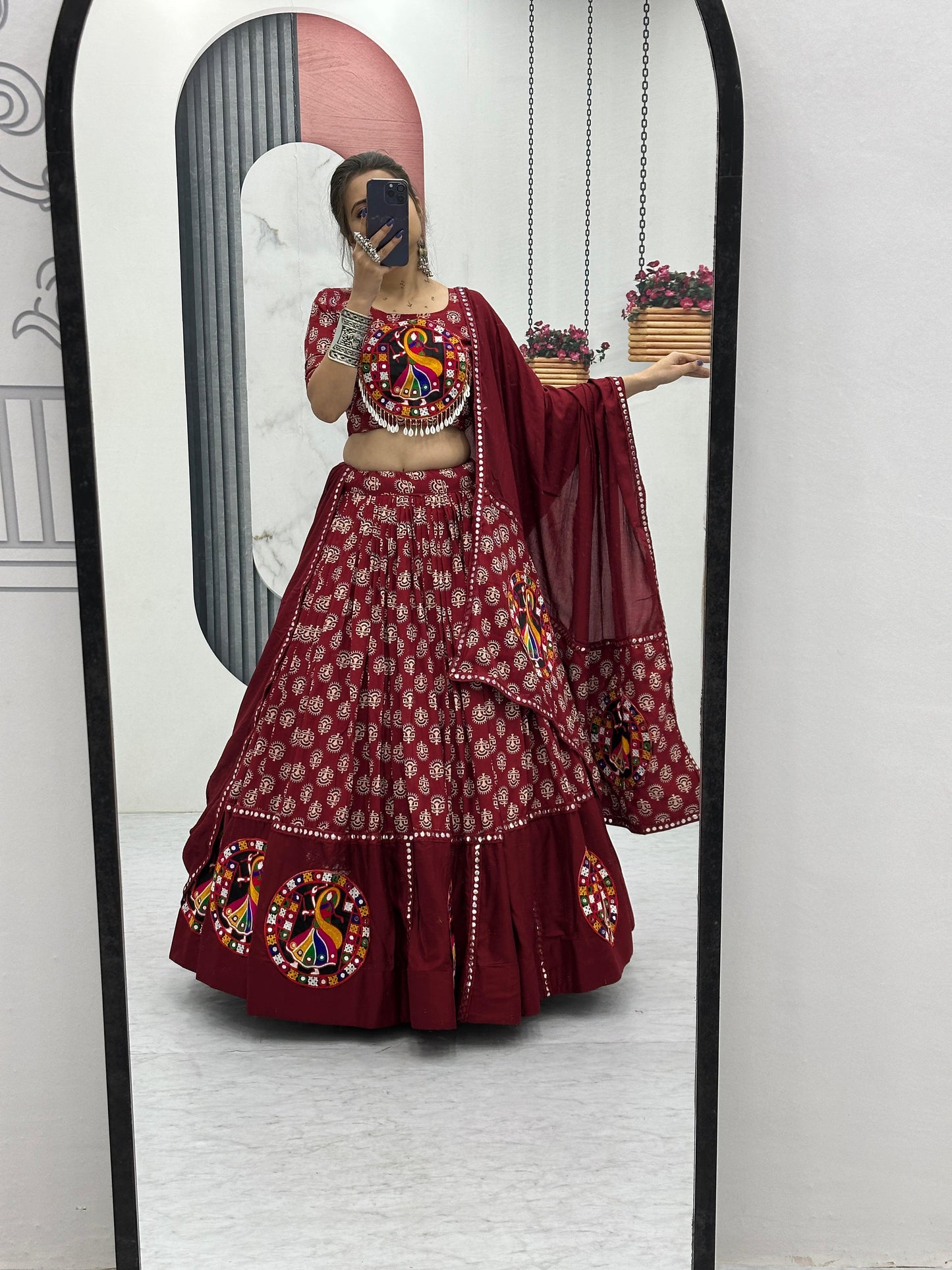 Elegant Navratri Special Pure Cotton Lehenga Choli ( MAS_TP_256_Marroon )