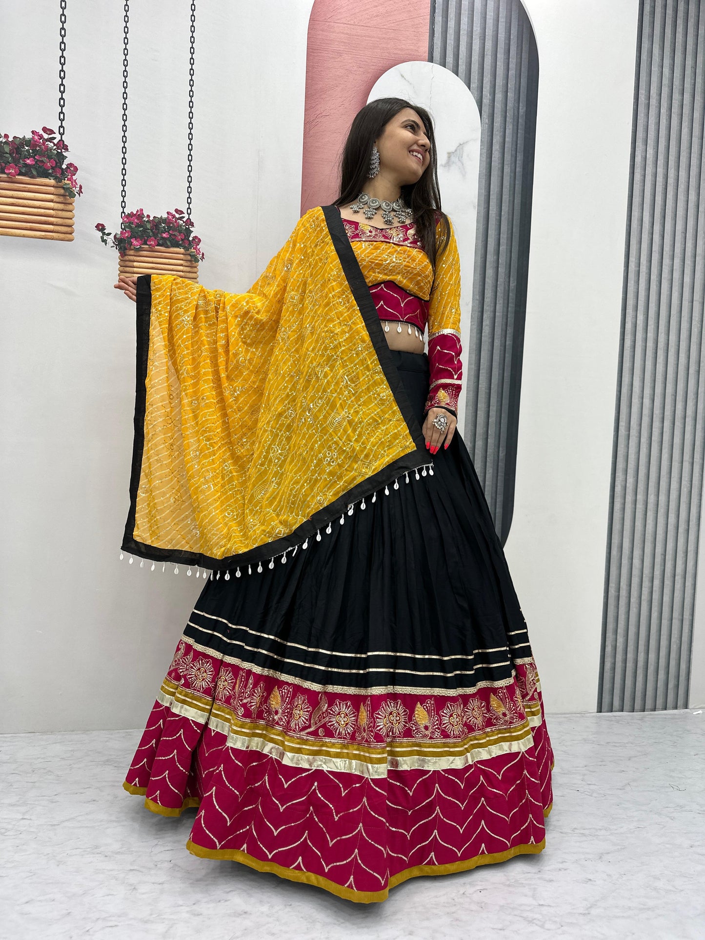Designer Navratri Special Pure Cotton Lehenga Choli ( MAS_TP_264_Black )