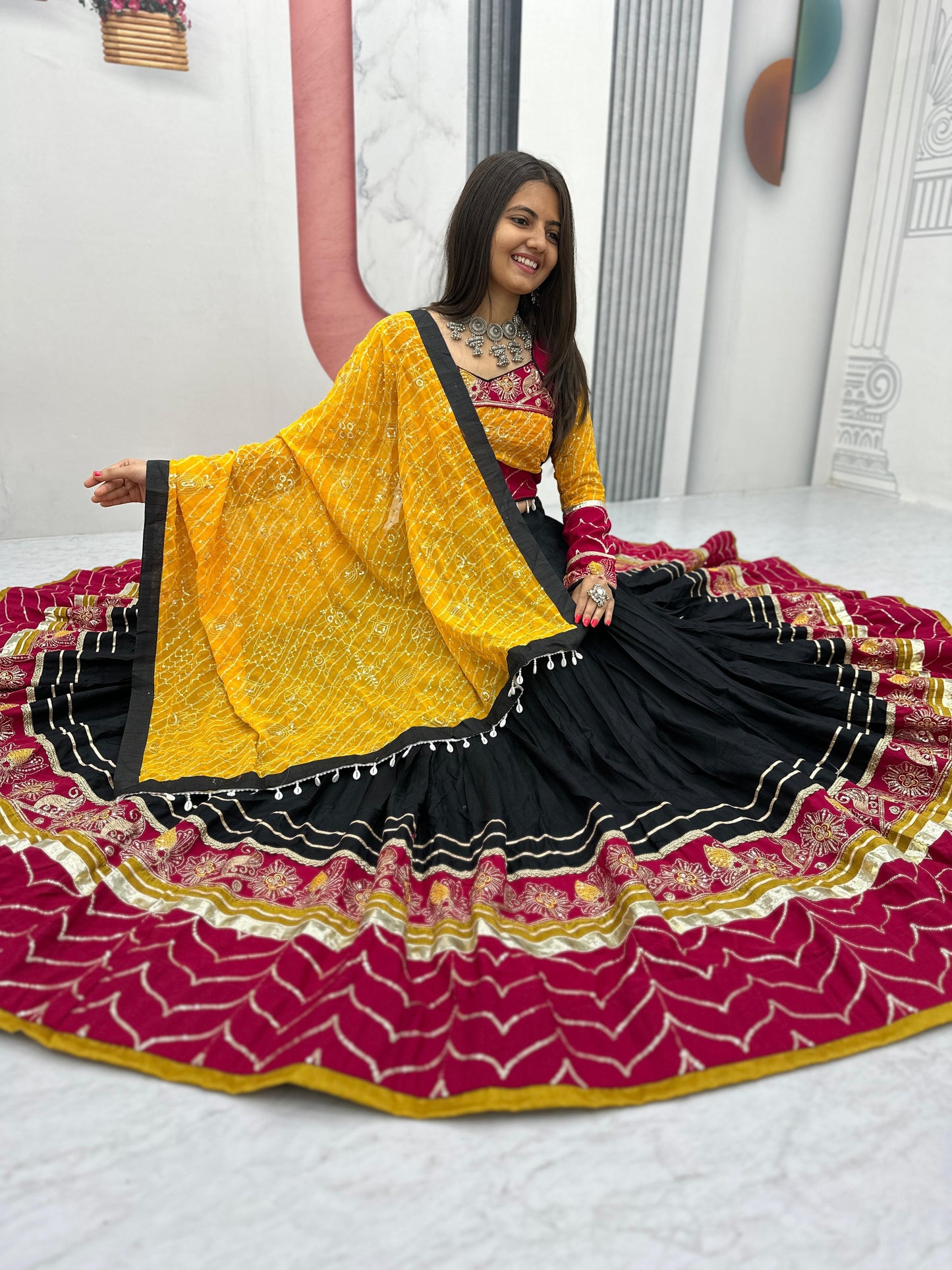 Designer Navratri Special Pure Cotton Lehenga Choli ( MAS_TP_264_Black )
